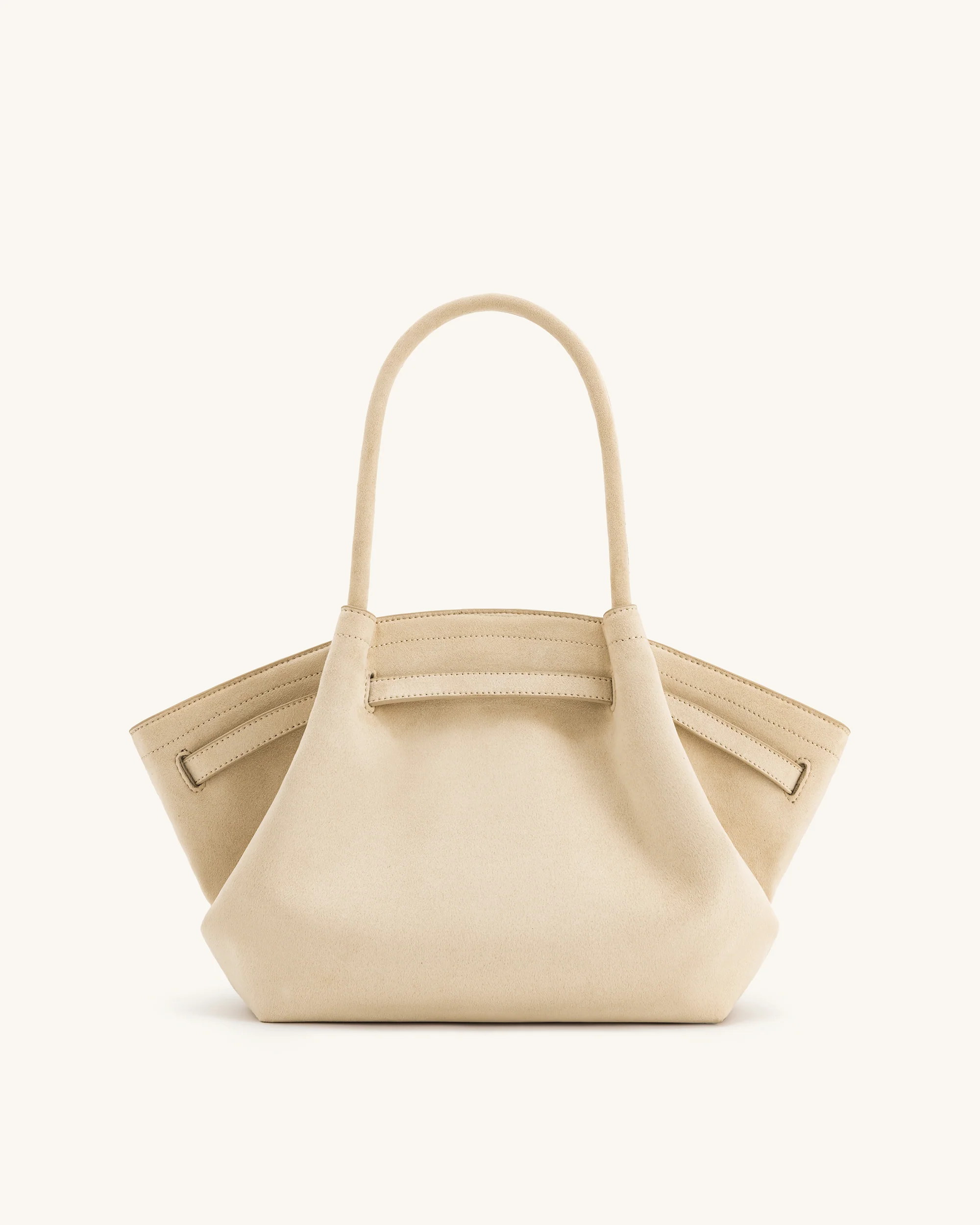 Hana Medium Faux Suede Tote Bag - Off White - Image 4
