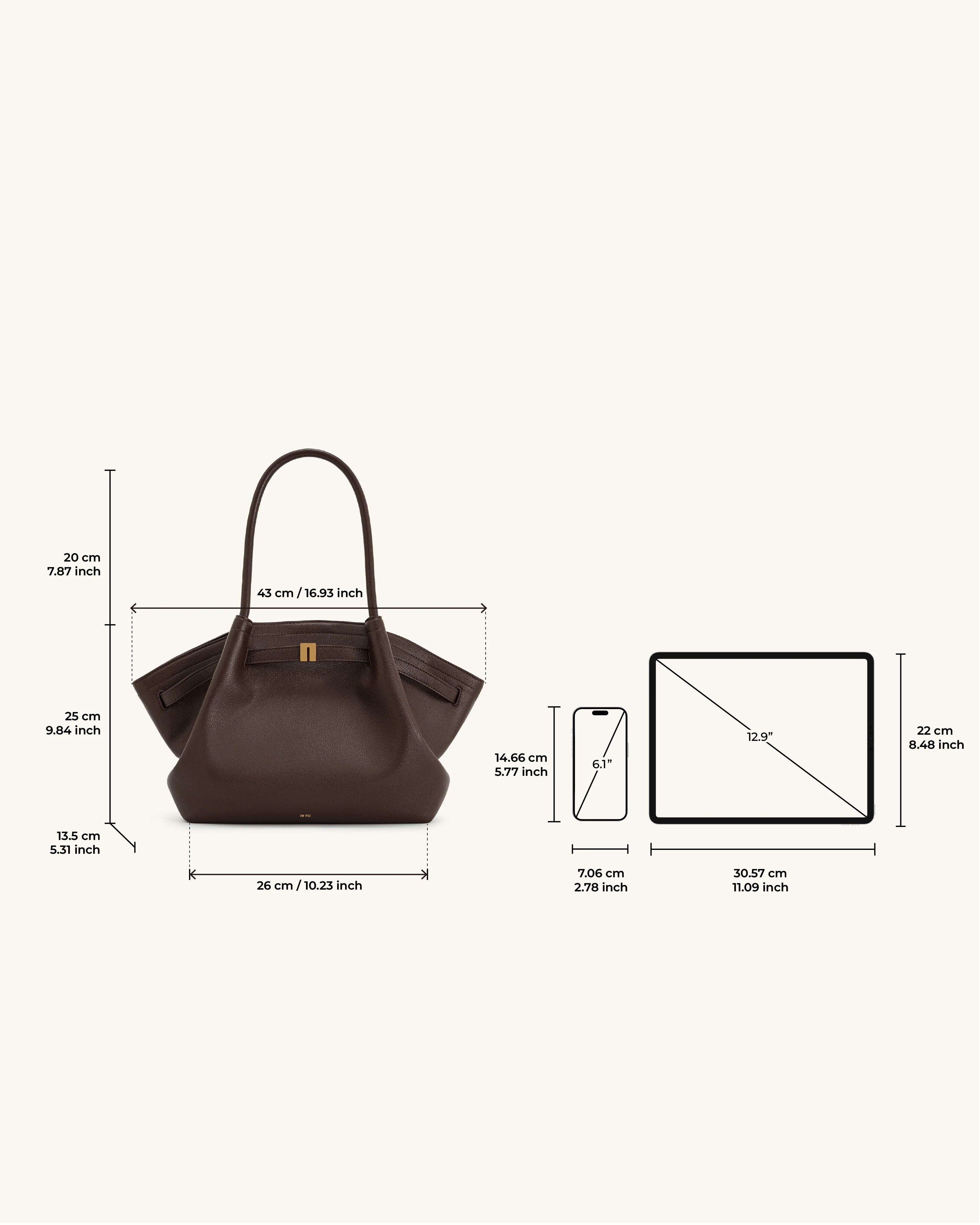 Hana Medium Tote Bag - Dark Brown - Image 7