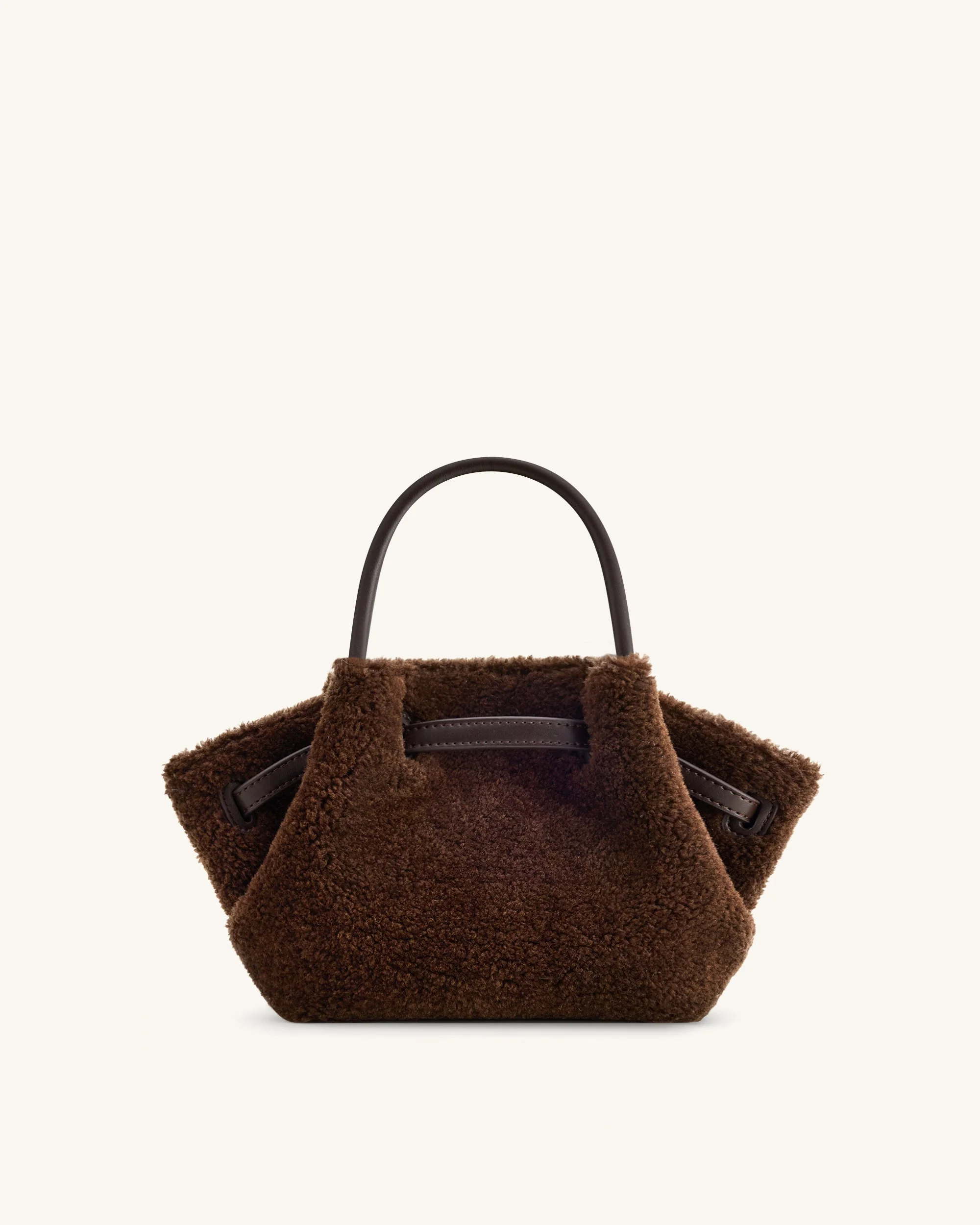 Hana Mini Faux Fur Tote Bag - Dark Brown - Image 4