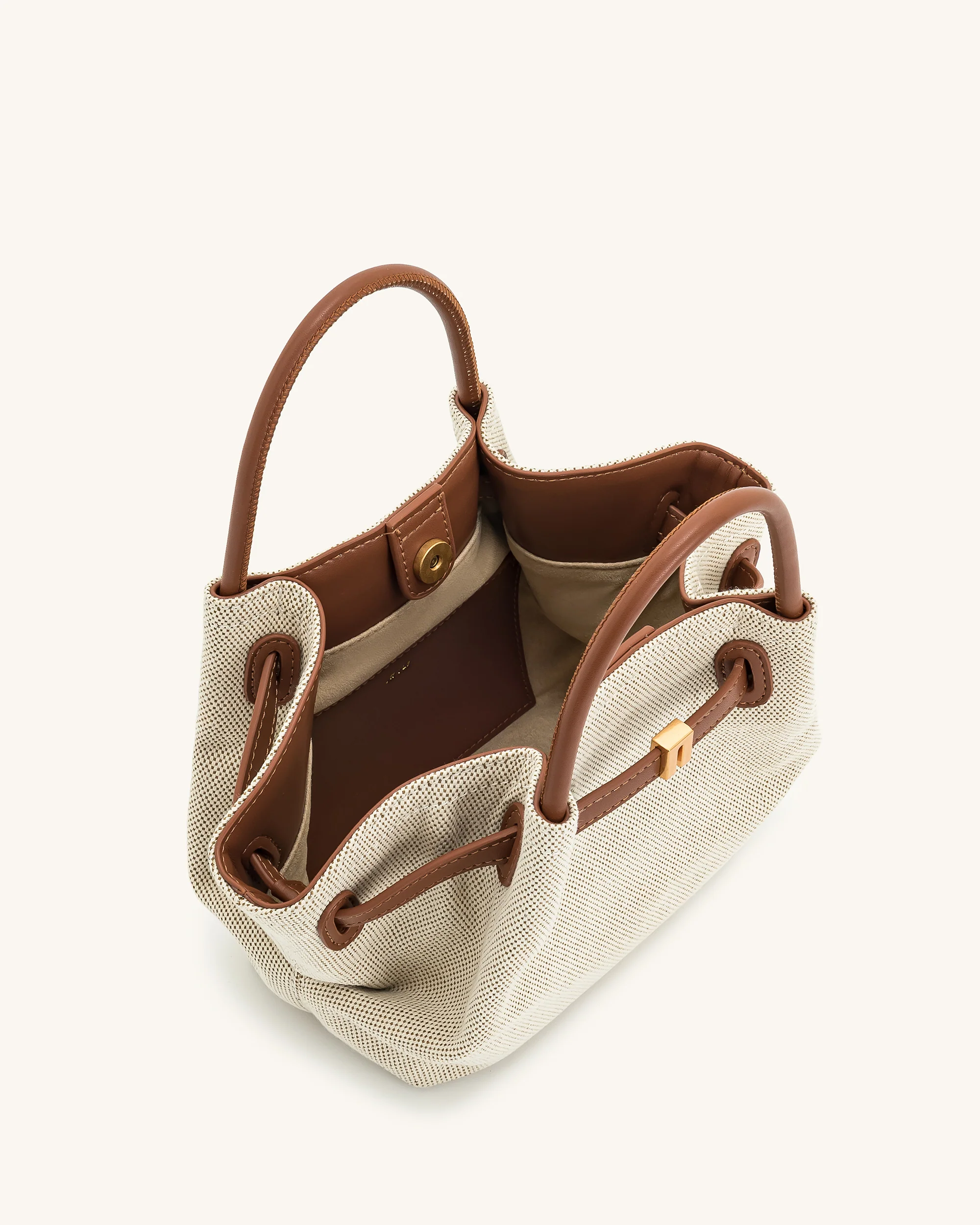 Hana Mini Tote Bag - Brown Canvas - Image 6