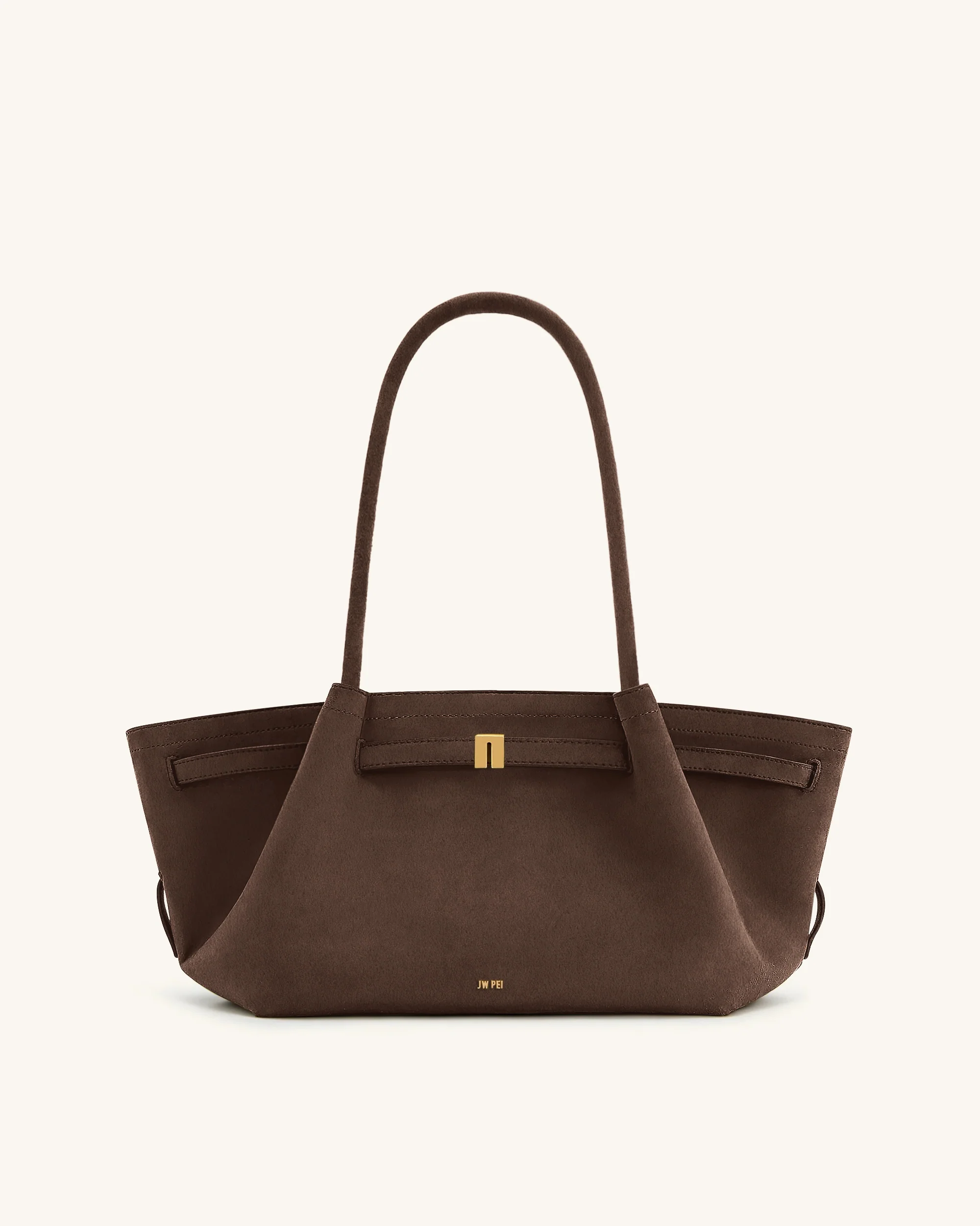 Hana Wide Faux Suede Tote Bag - Dark Brown - Image 2