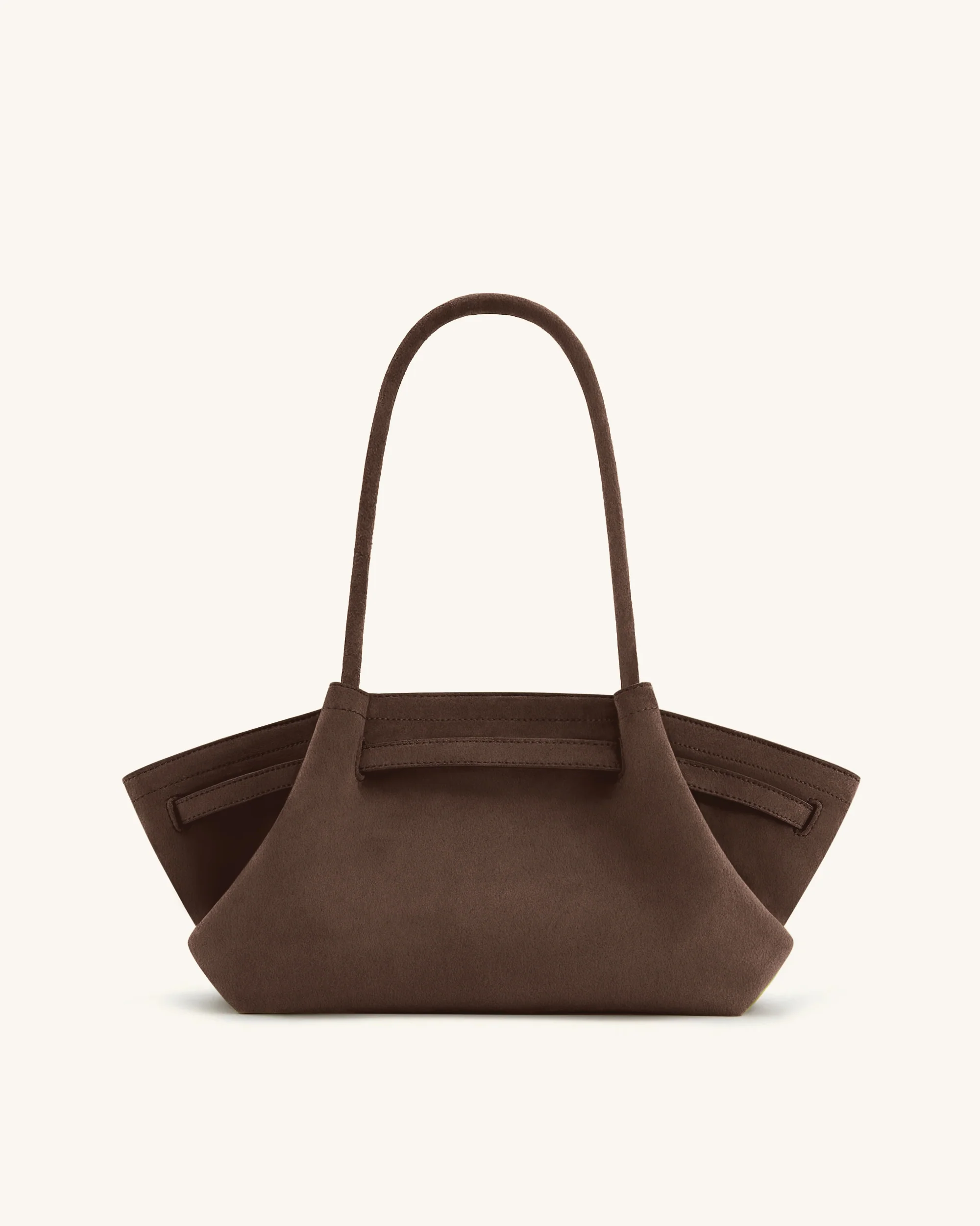 Hana Wide Faux Suede Tote Bag - Dark Brown - Image 4