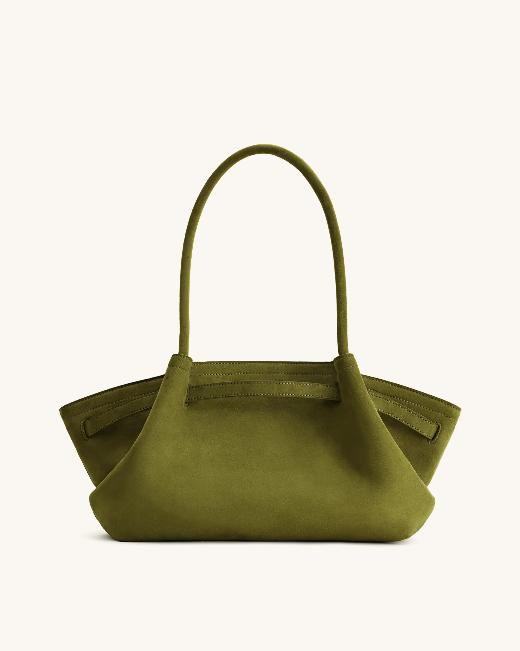 Hana Wide Faux Suede Tote Bag - Olive Green - Image 4