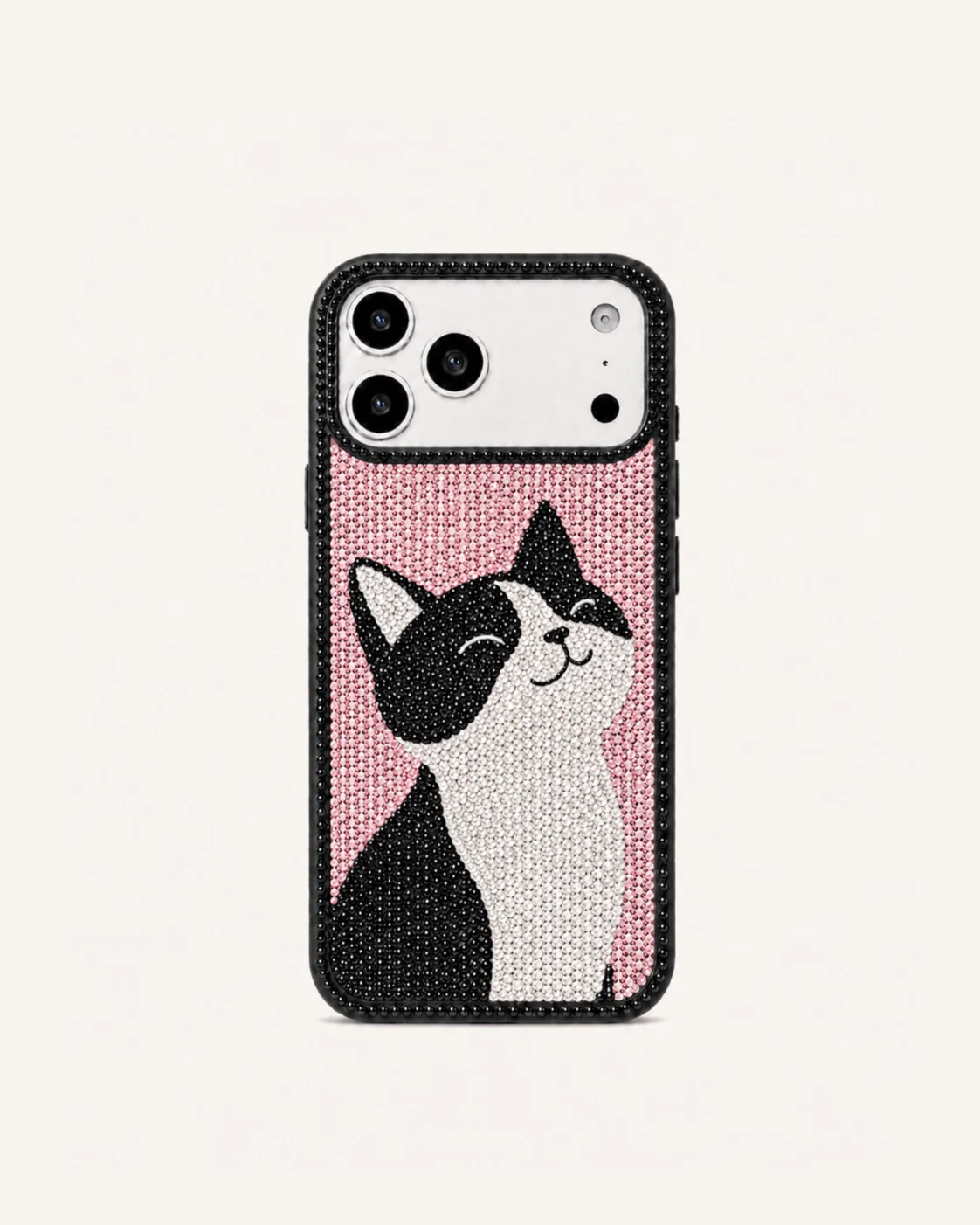 Happy Boston Artificial Crystal Phone Case - Black