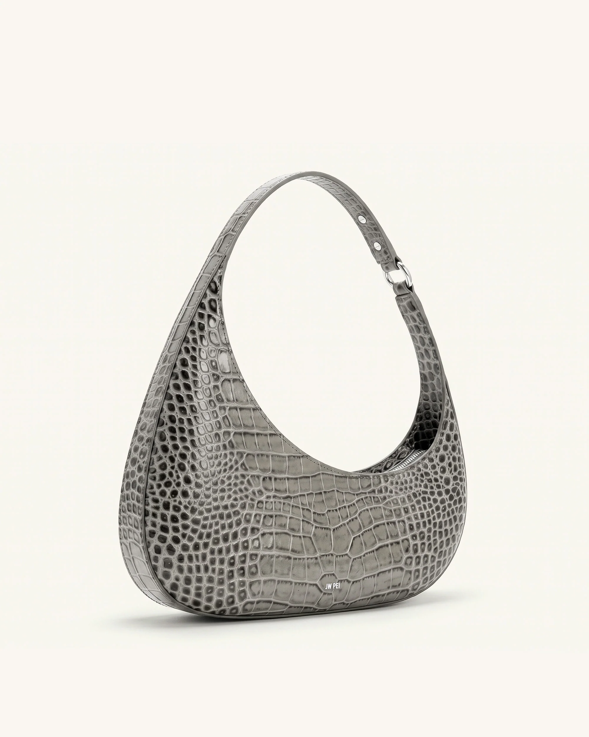 Harlee Shoulder Bag - Light Grey Croc - Image 2