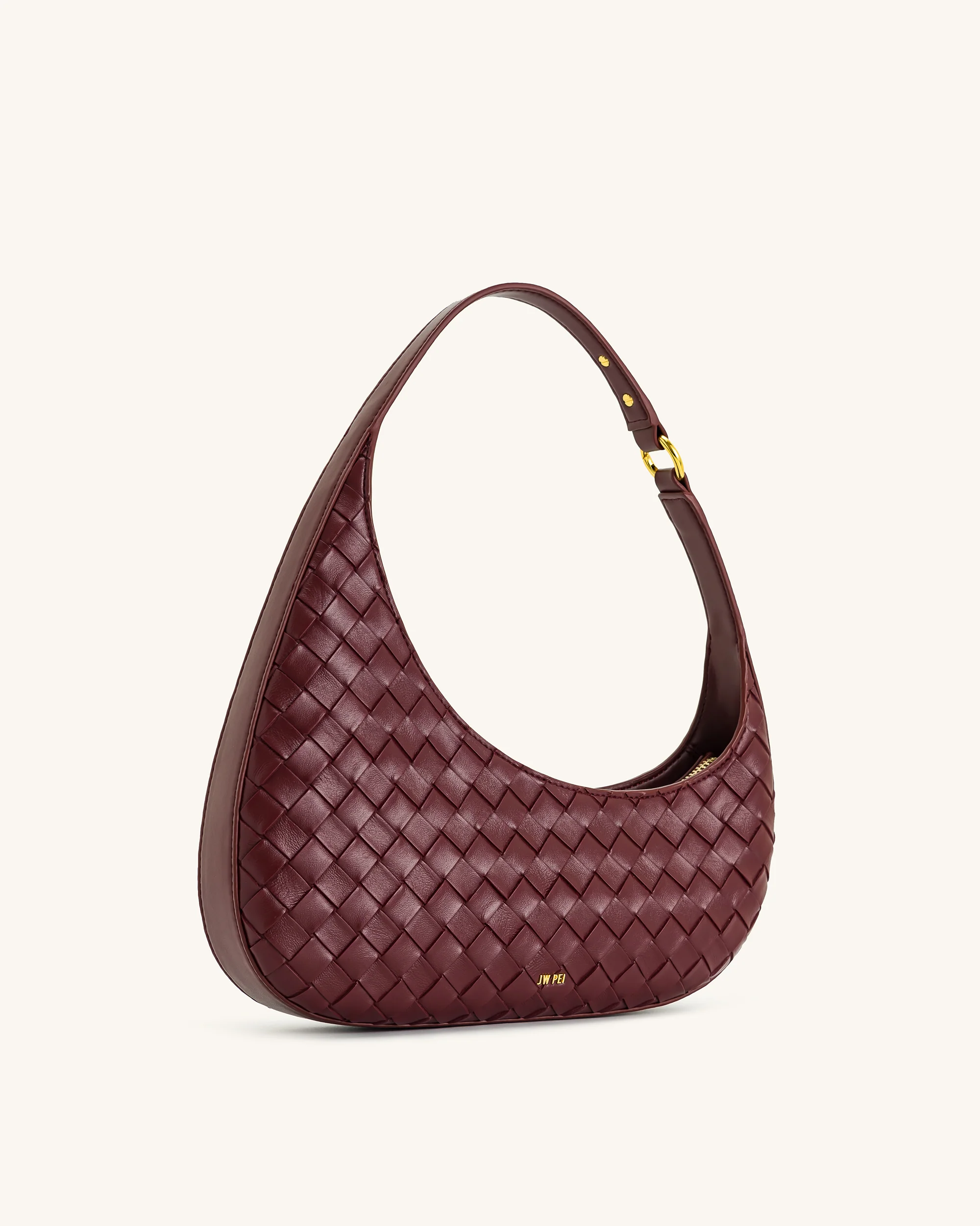 Harlee Weave Texture Shoulder Bag - Burgundy - Image 2