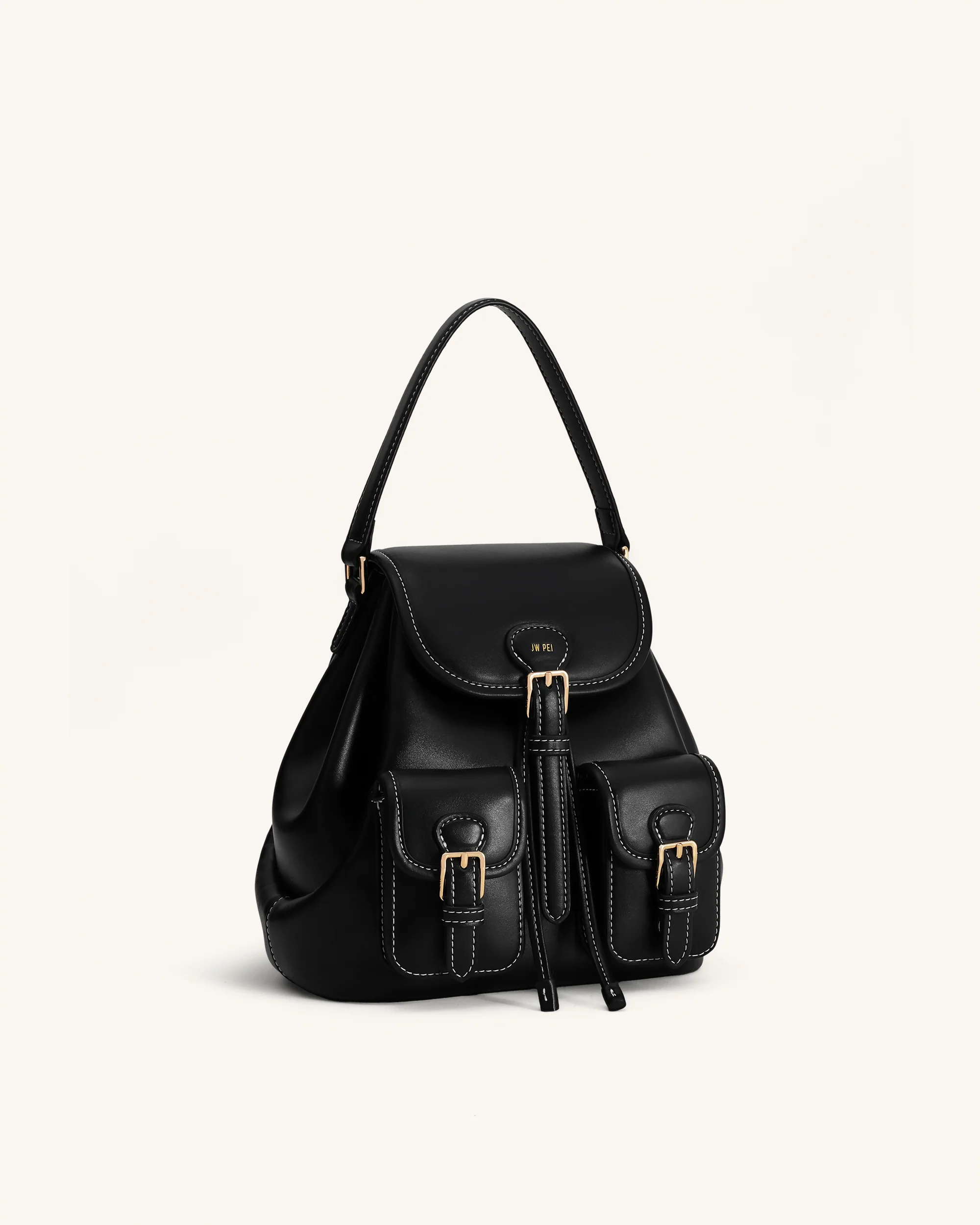 Harper Buckle Pocket Backpack - Black - Image 2