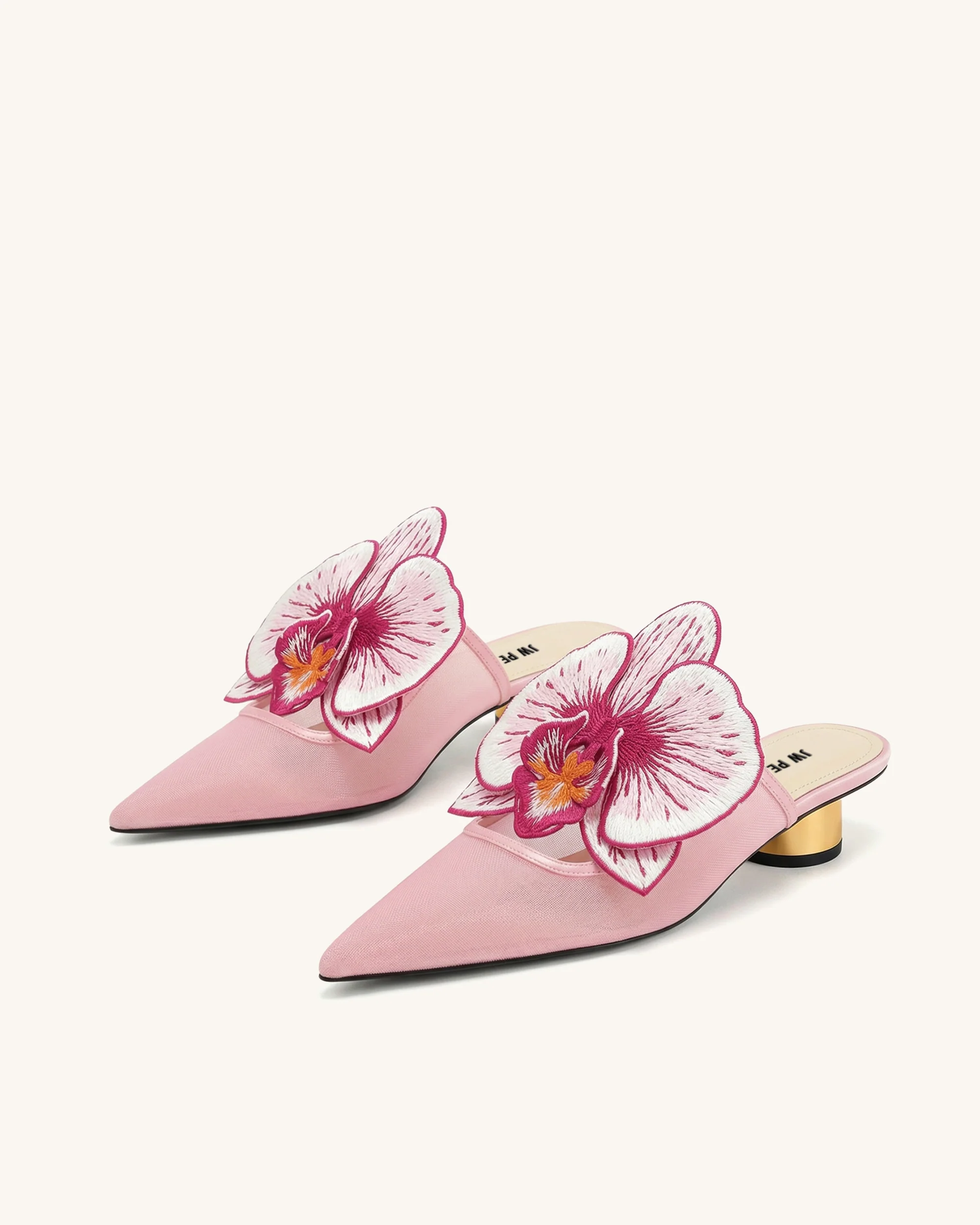 Helena Embroidery Decoration Pierced Mules - Pink - Image 2