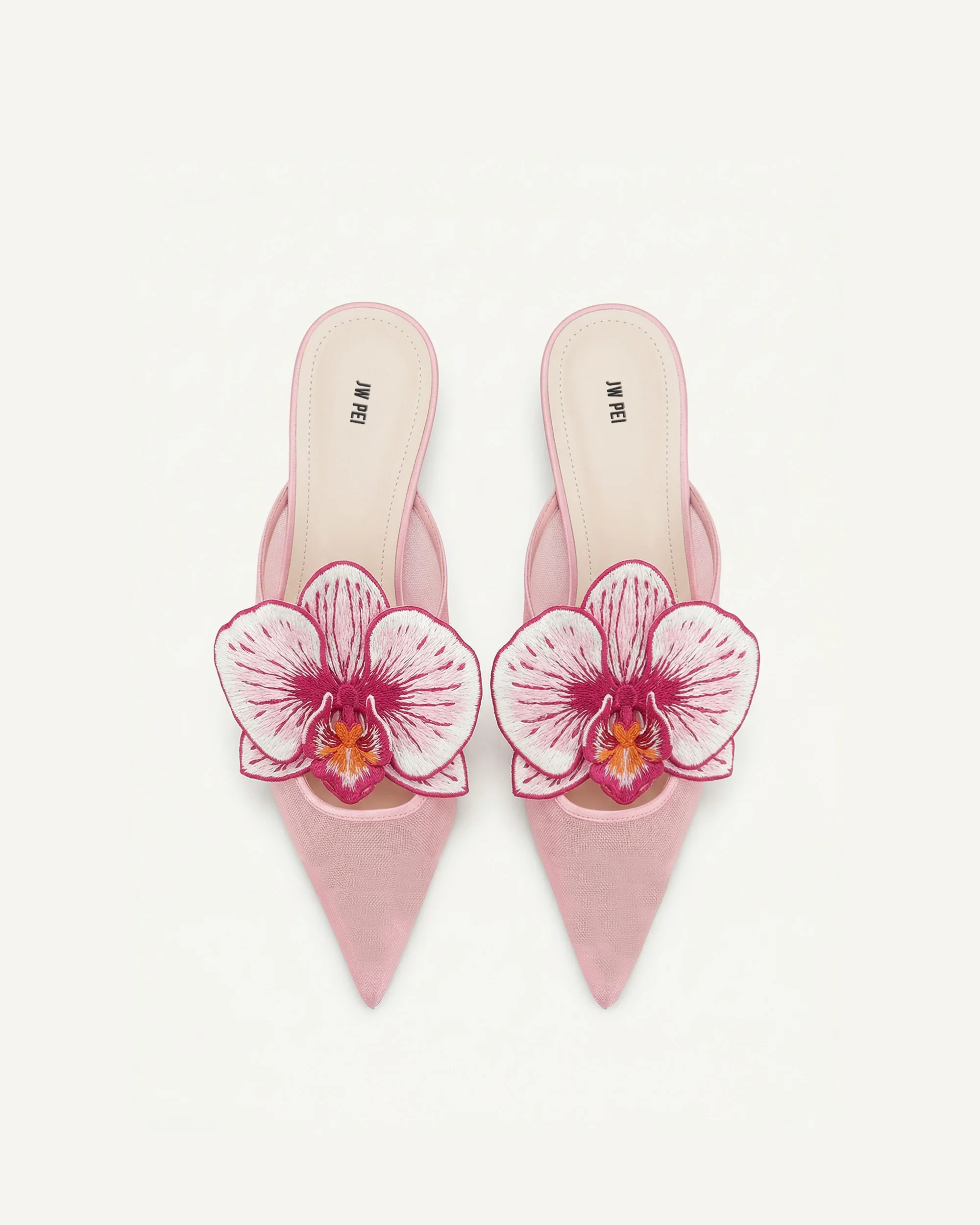 Helena Embroidery Decoration Pierced Mules - Pink - Image 3