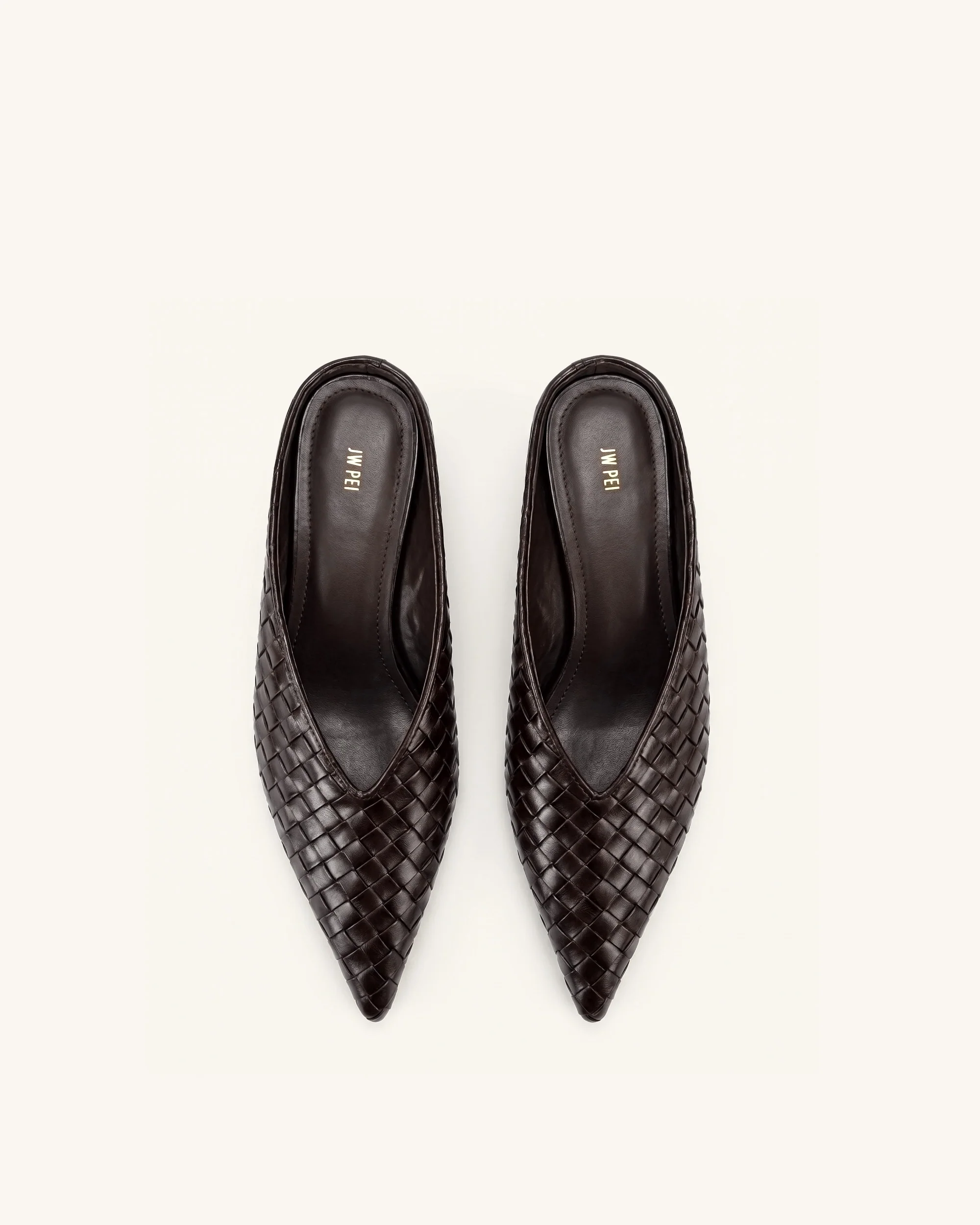 Helena Woven Textured Pointed Toe Mules - Burgundy - Image 3