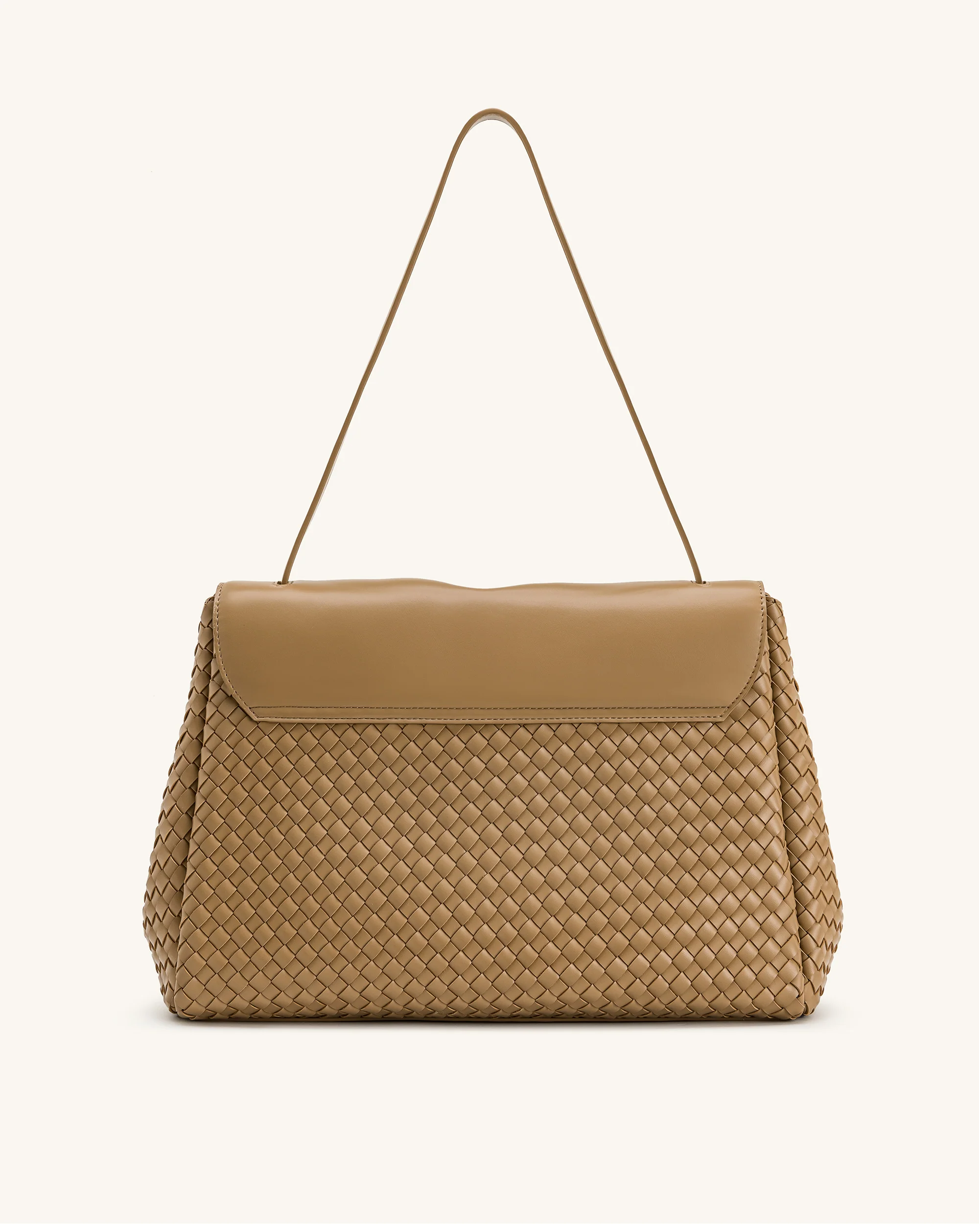 Hilary Woven Shoulder Bag - Camel - Image 3