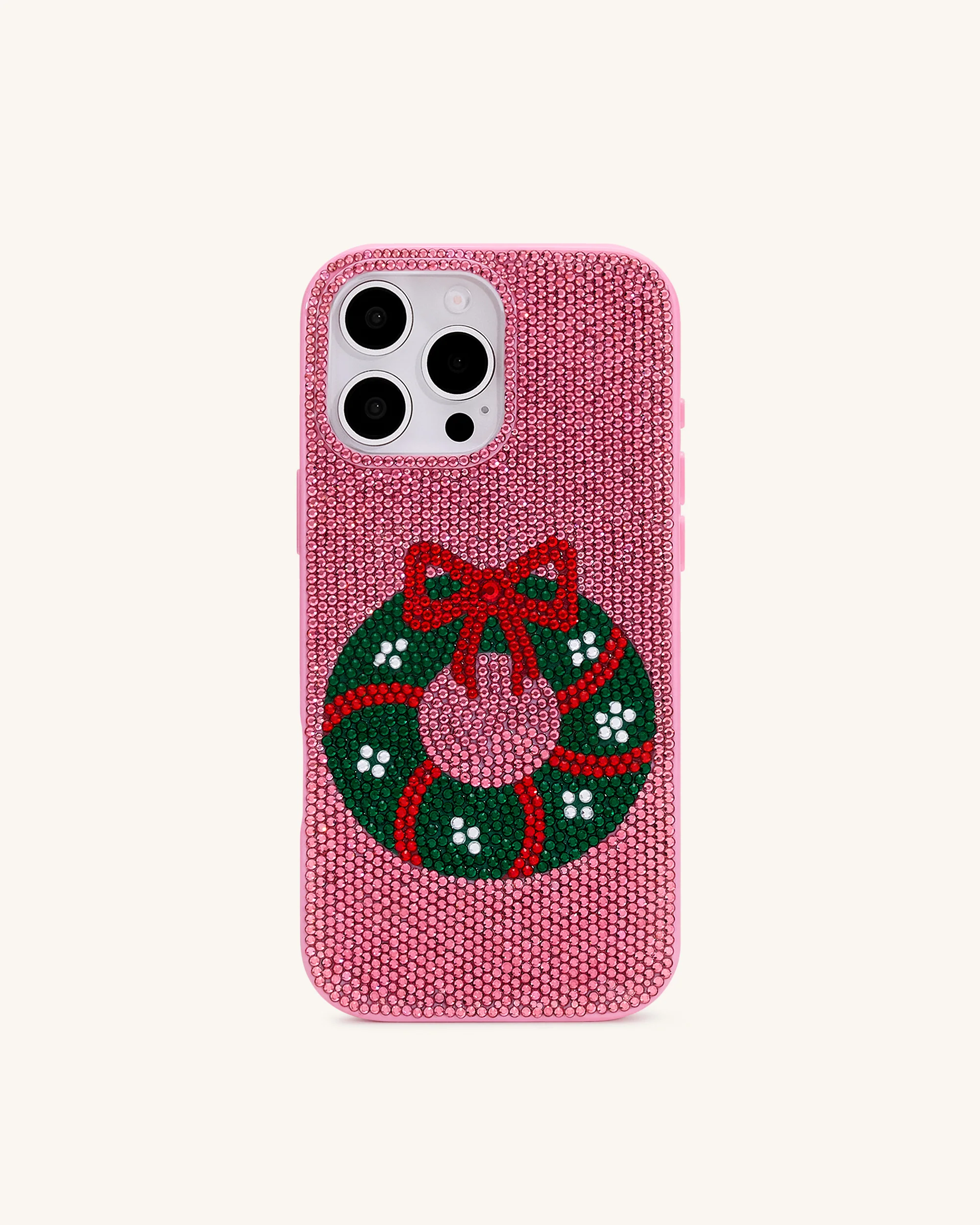 Holiday Wreath Bling Phone Case - Pink - Image 2