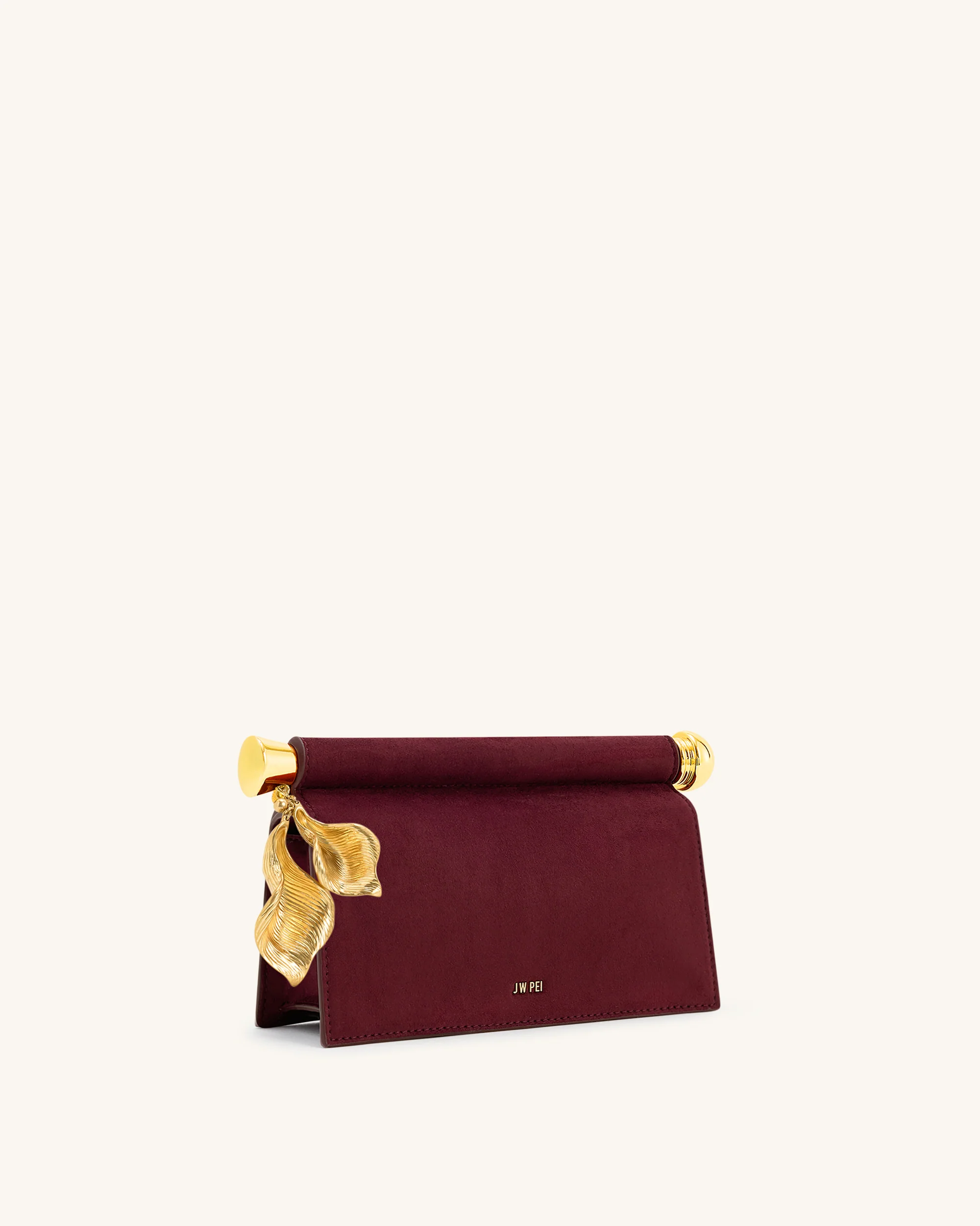 Holly Faux Suede Metal Pendant Embellished Clutch - Reddish Brown - Image 2