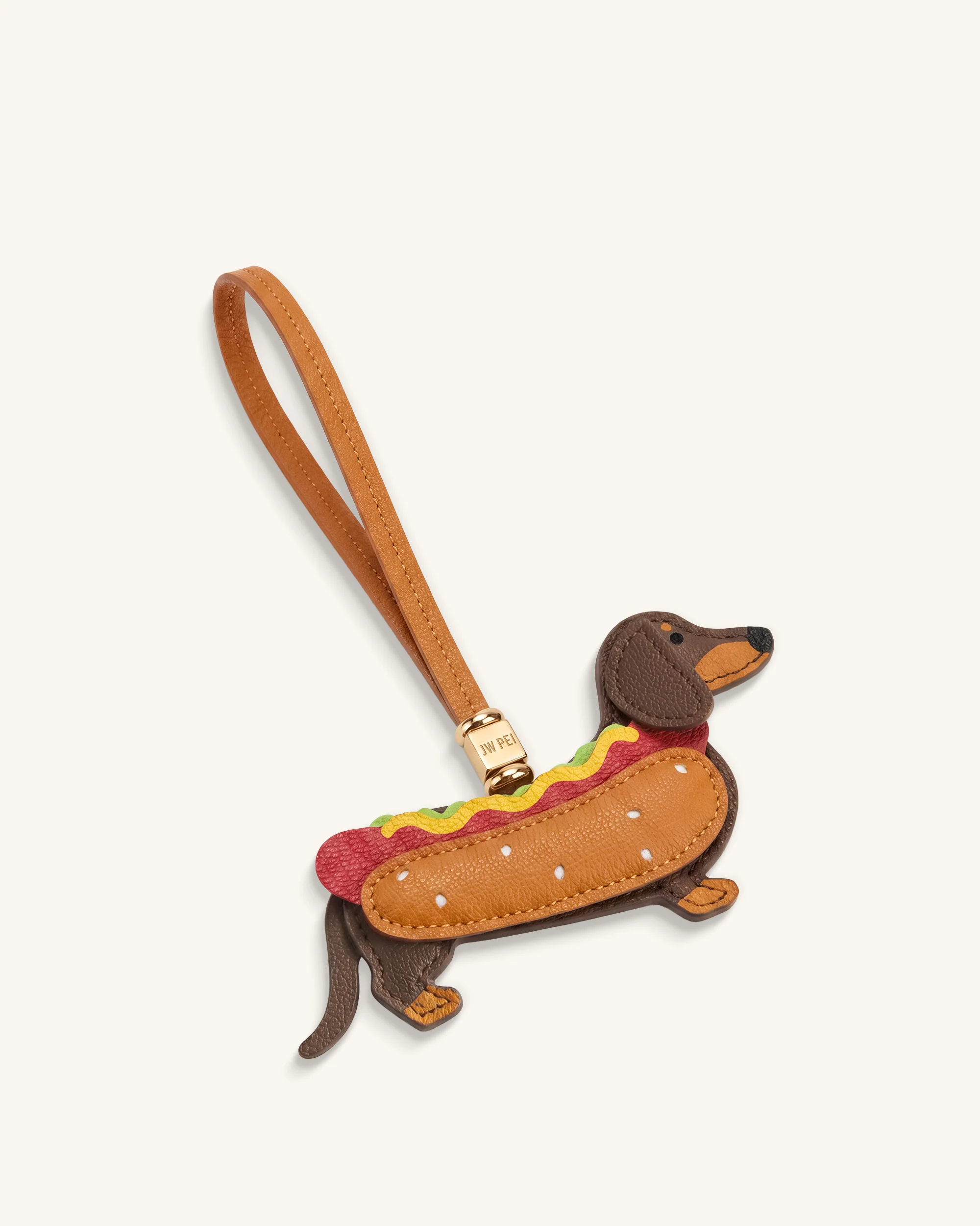 Hot Dog Dachshund Bag Charm - Brown Multi - Image 4