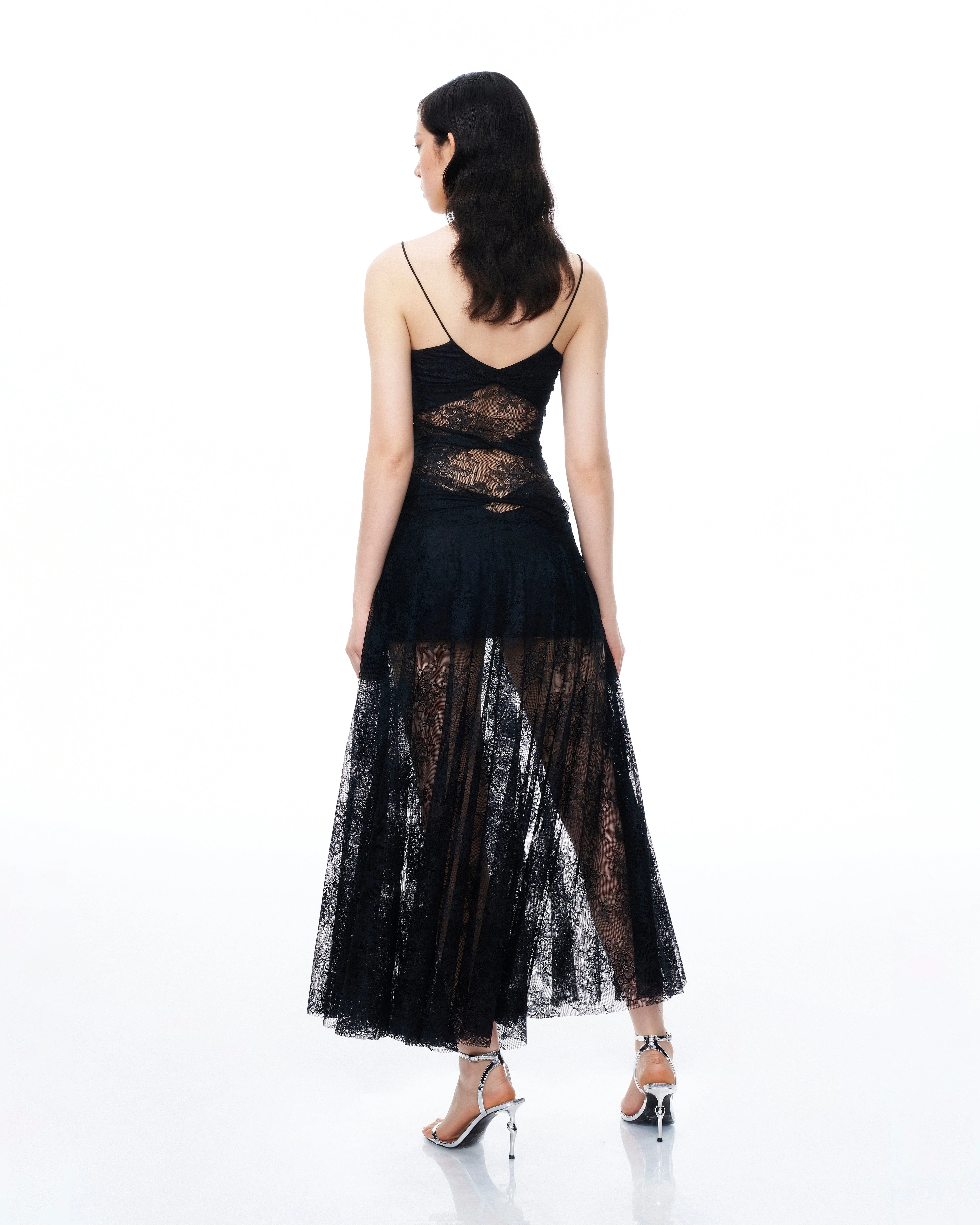 Indigo Floral Lace Dress - Black - Image 3