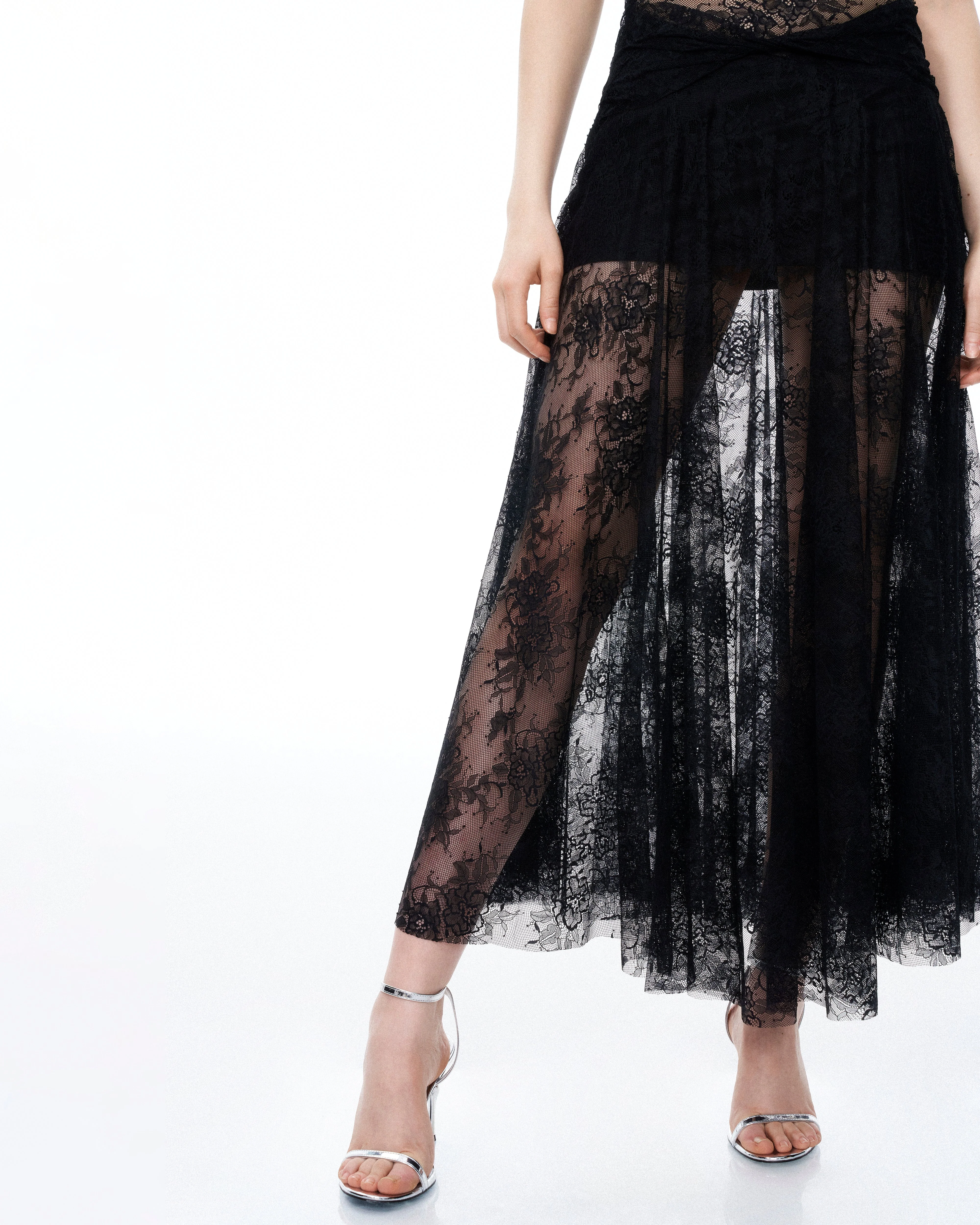 Indigo Floral Lace Dress - Black - Image 6
