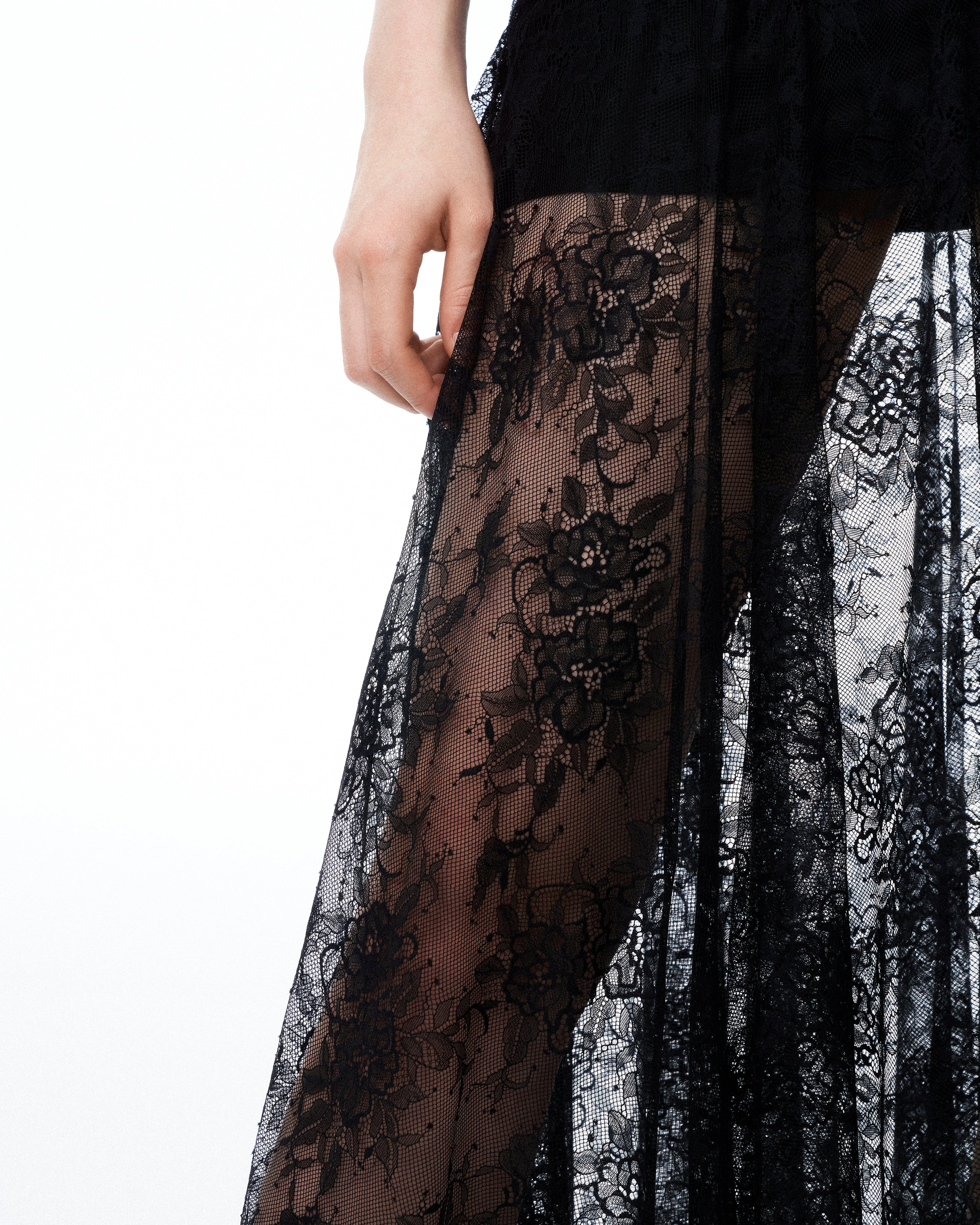 Indigo Floral Lace Dress - Black - Image 7