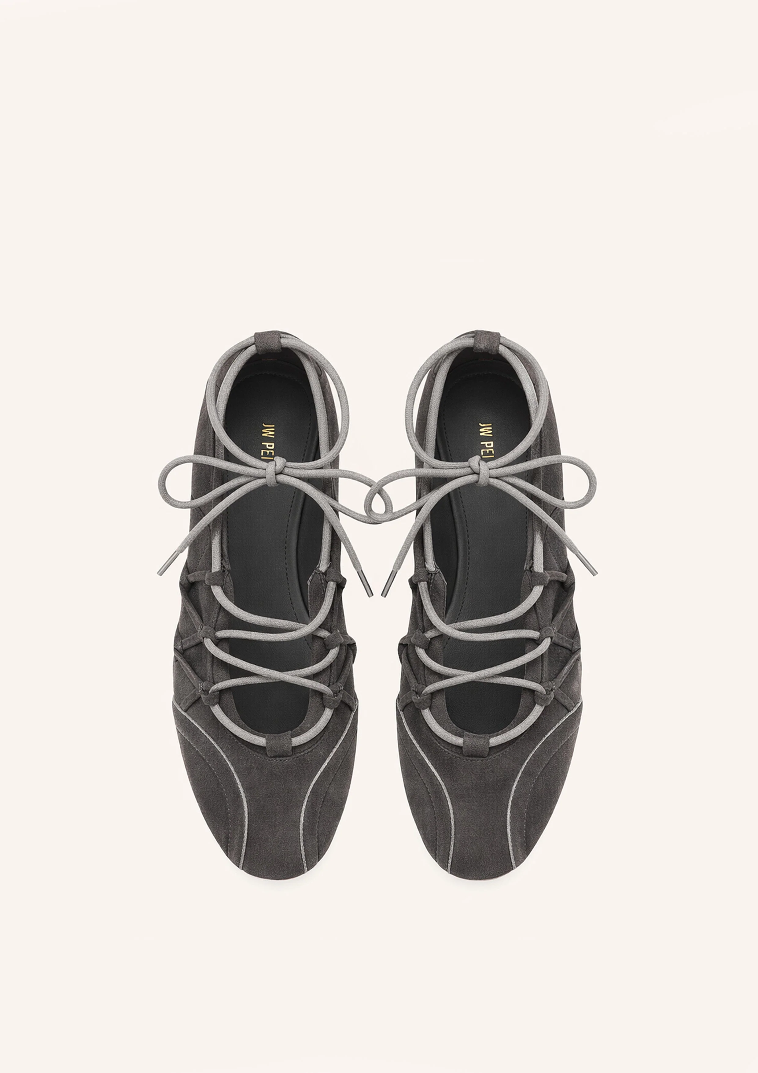 Iria Lace-Up Ballet Flats - Dark Grey - Image 2