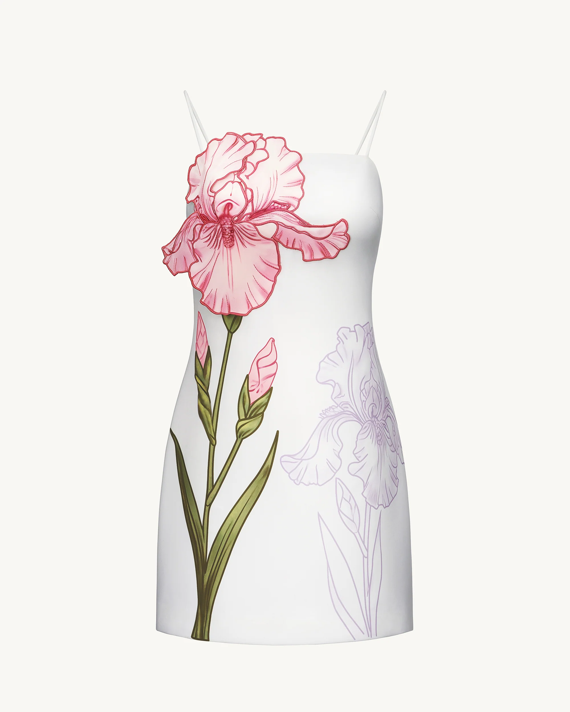 Iris Appliqué Mini Dress - White - Image 4