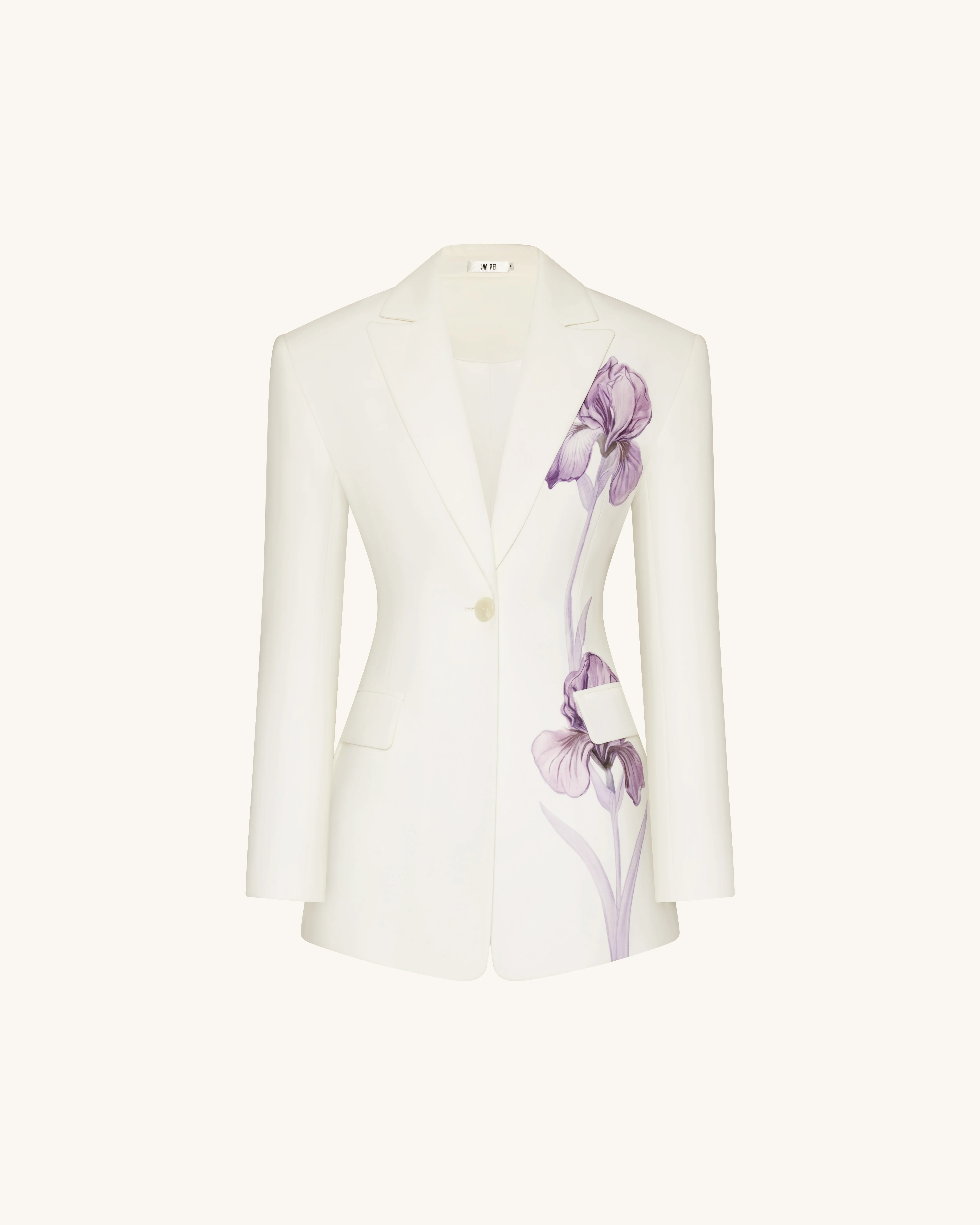 Iris Embroidery Hourglass Blazer - White - Image 3