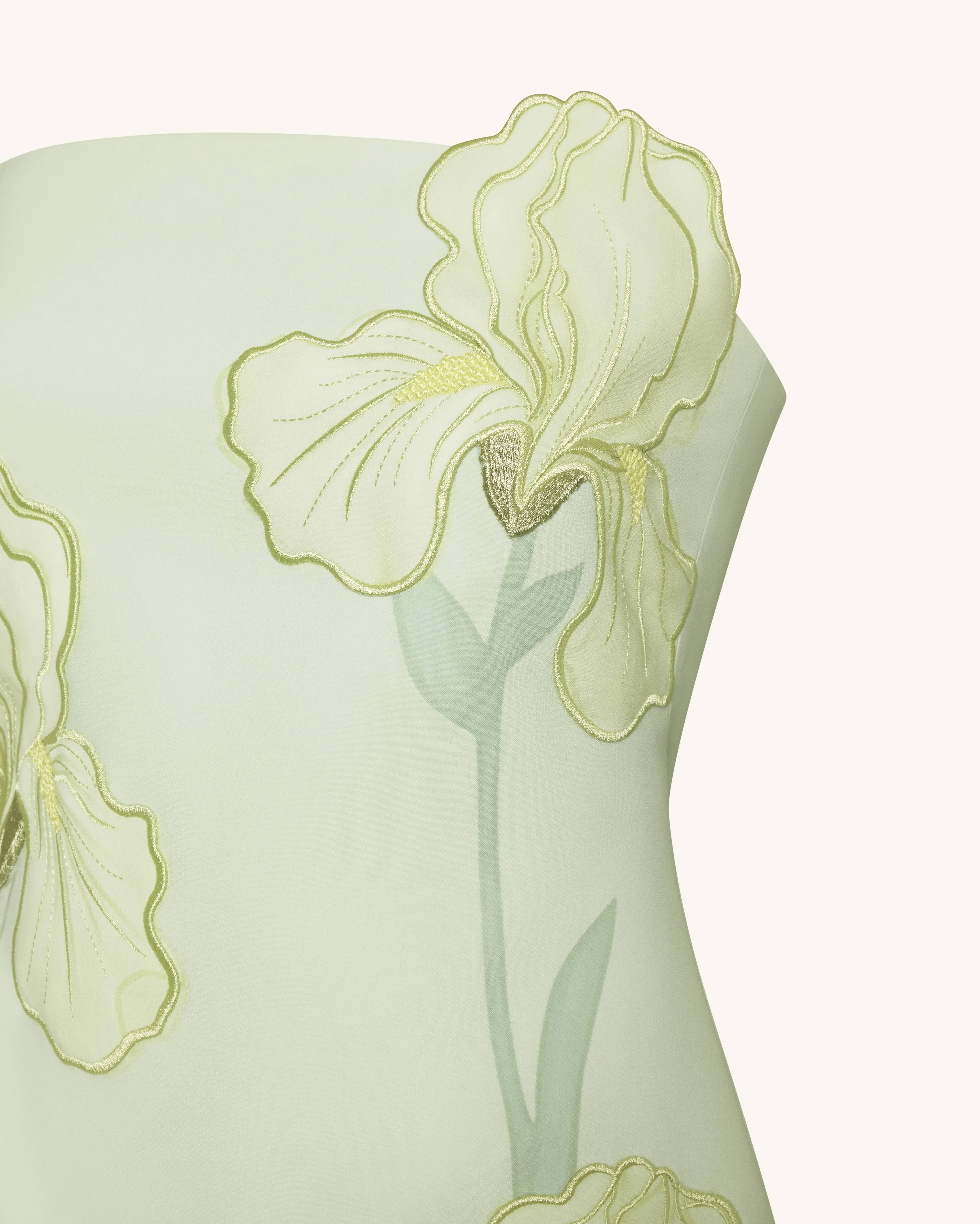 Iris Floral Print Strapless Dress - Green - Image 5