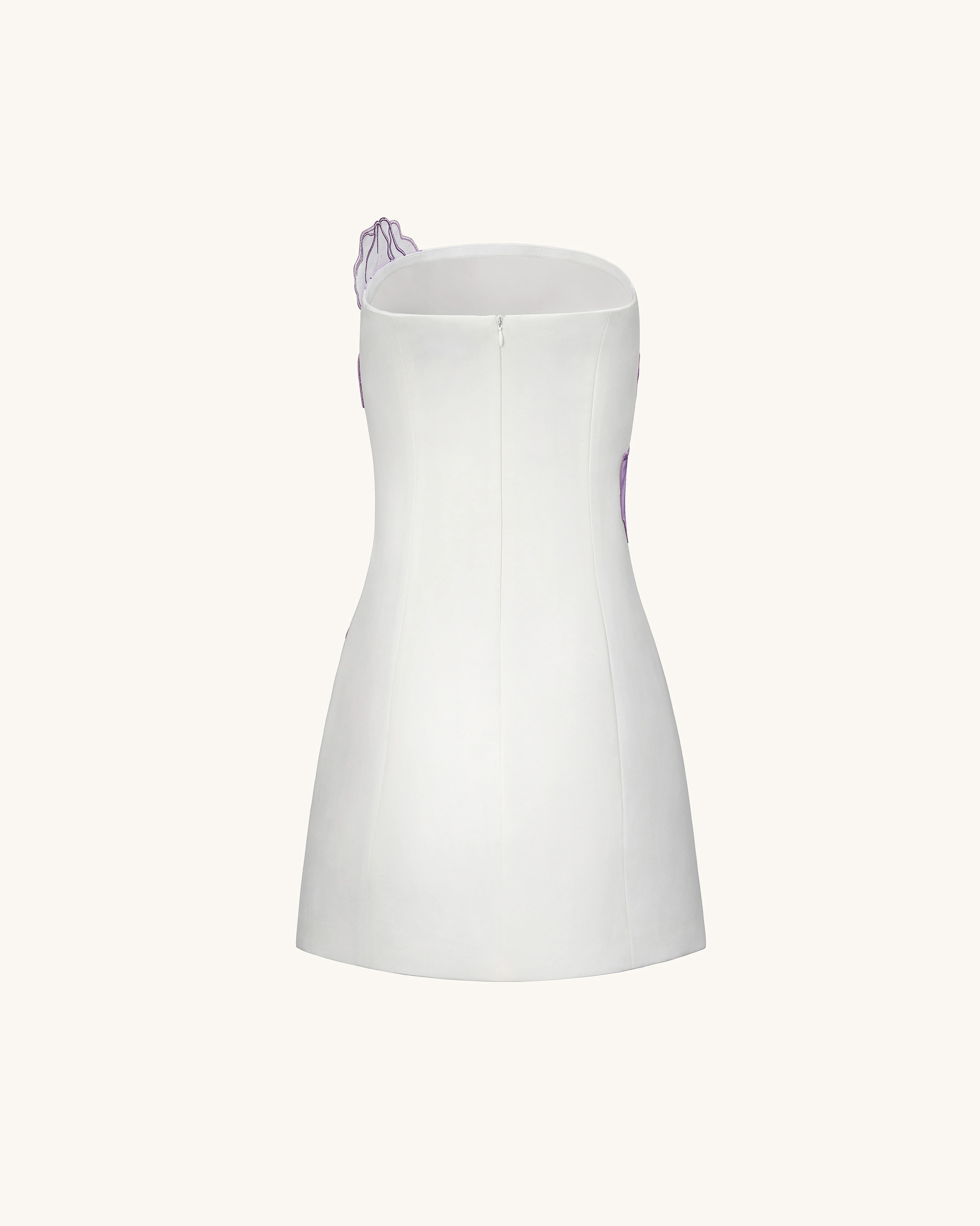 Iris Floral Print Strapless Dress - White - Image 4