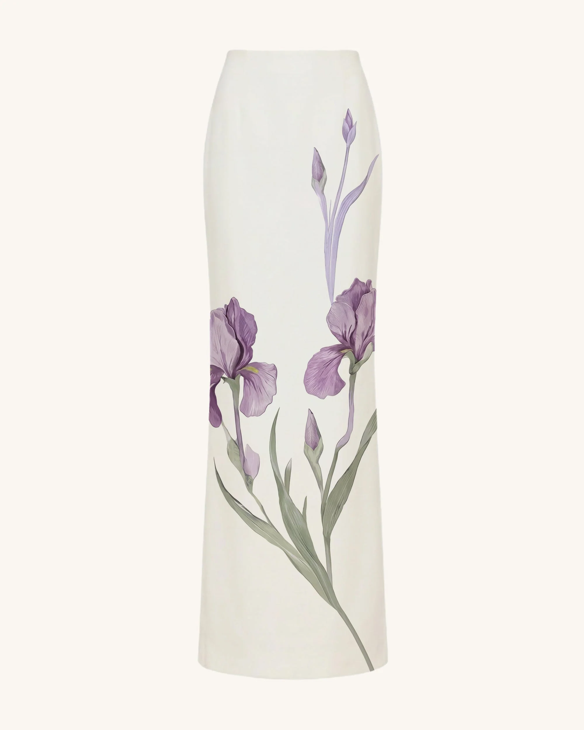 Iris Motif Maxi Skirt - White - Image 2