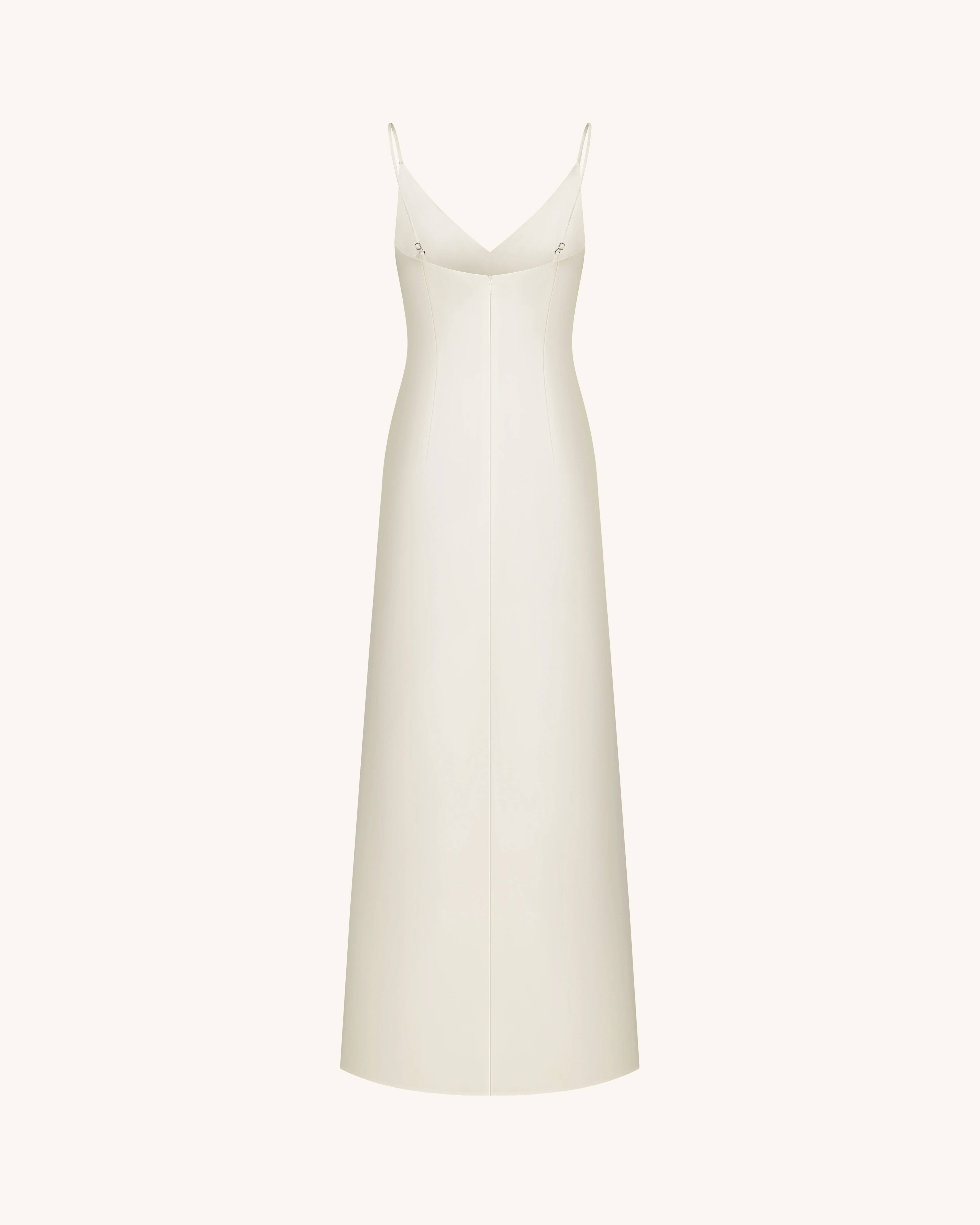 Iris Motif Satin Slip Gown - White - Image 4