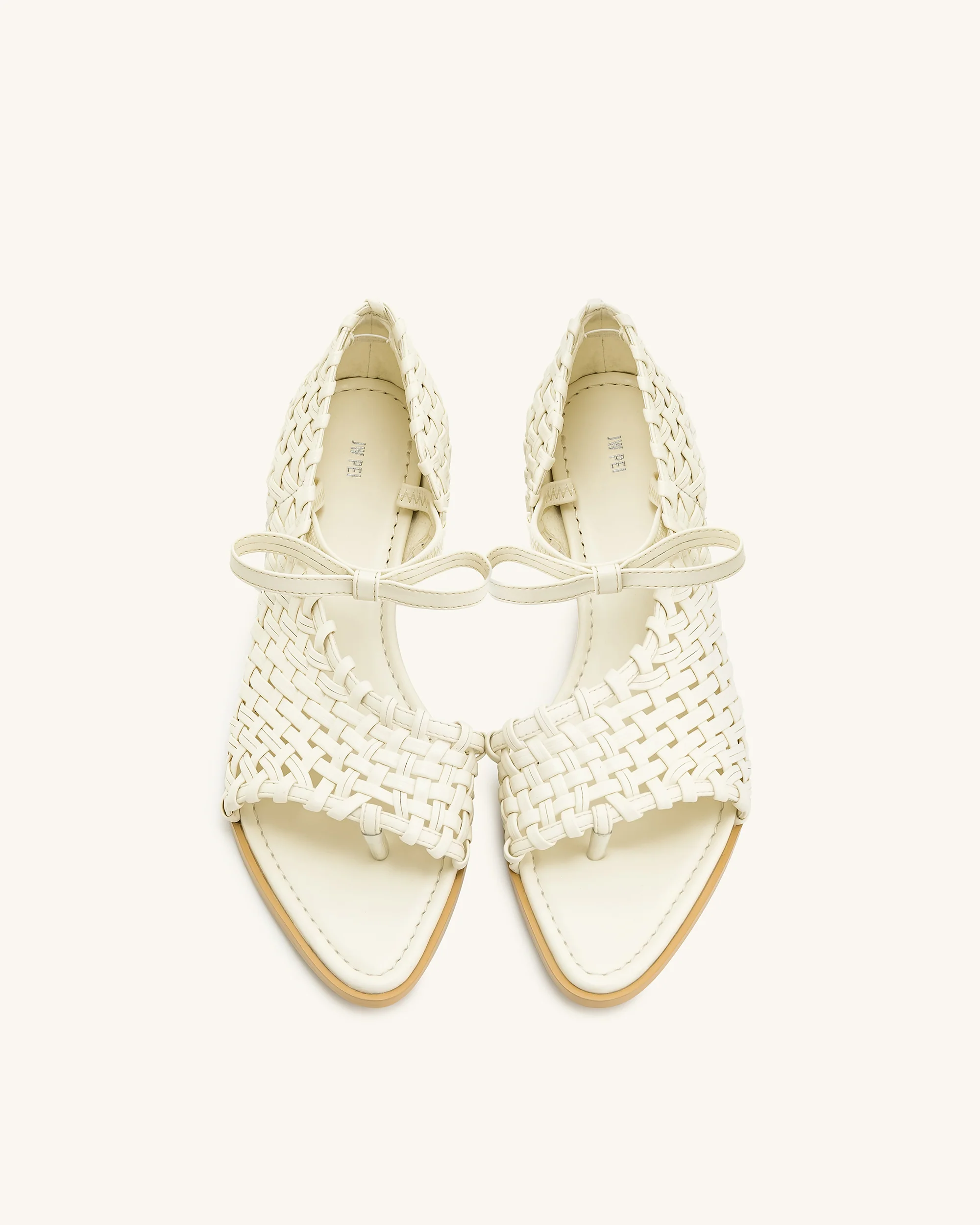 Jocelyn Weave Strap Flip-flops - Beige - Image 3