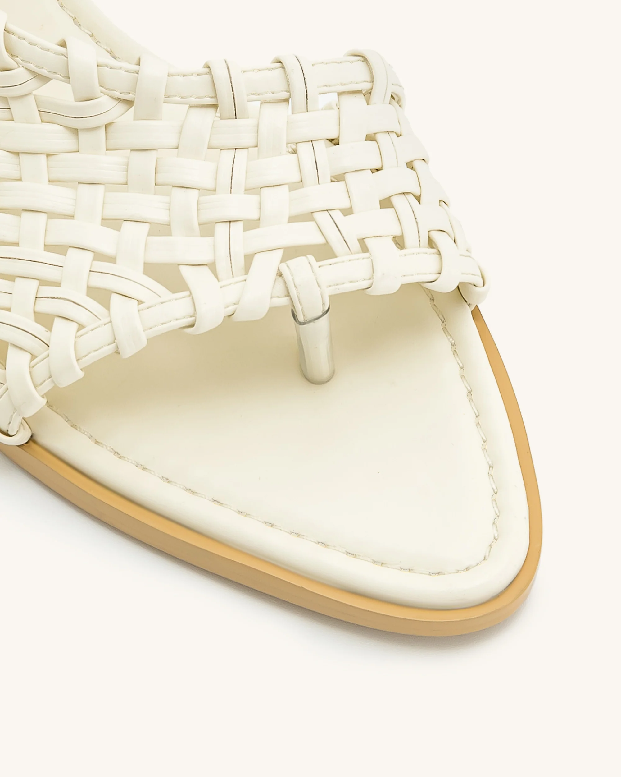 Jocelyn Weave Strap Flip-flops - Beige - Image 4