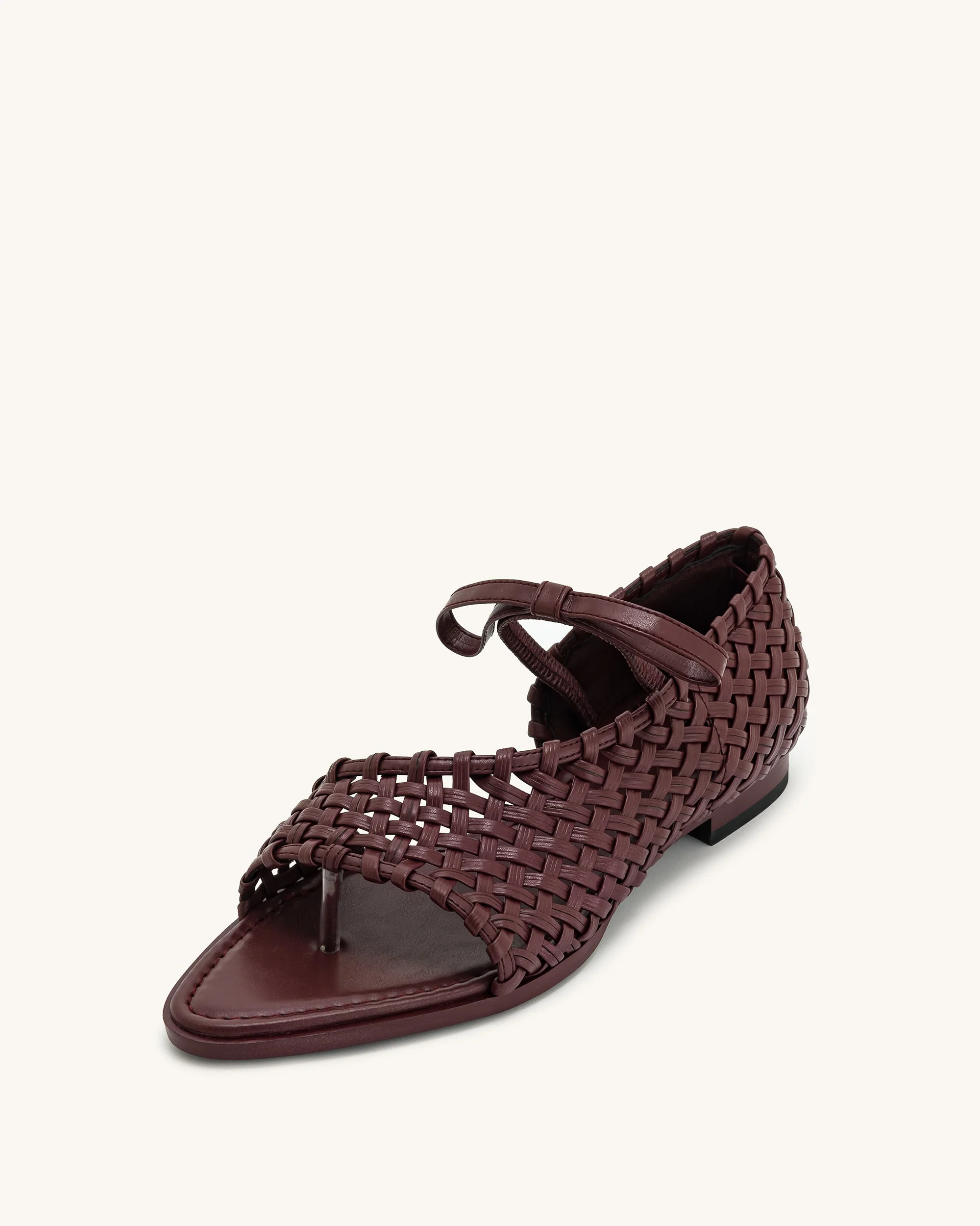 Jocelyn Weave Strap Flip-flops - Claret Red - Image 10