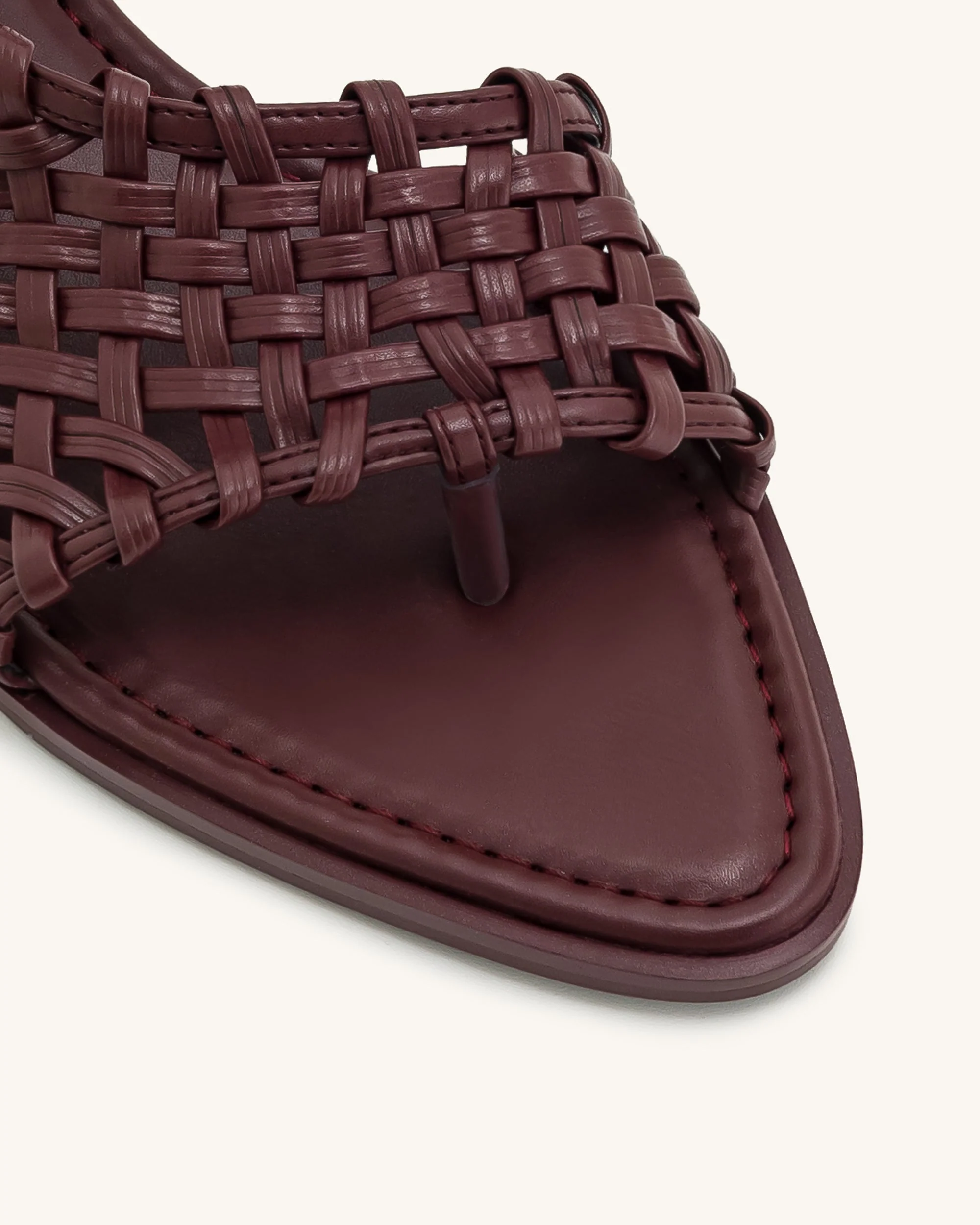 Jocelyn Weave Strap Flip-flops - Claret Red - Image 14