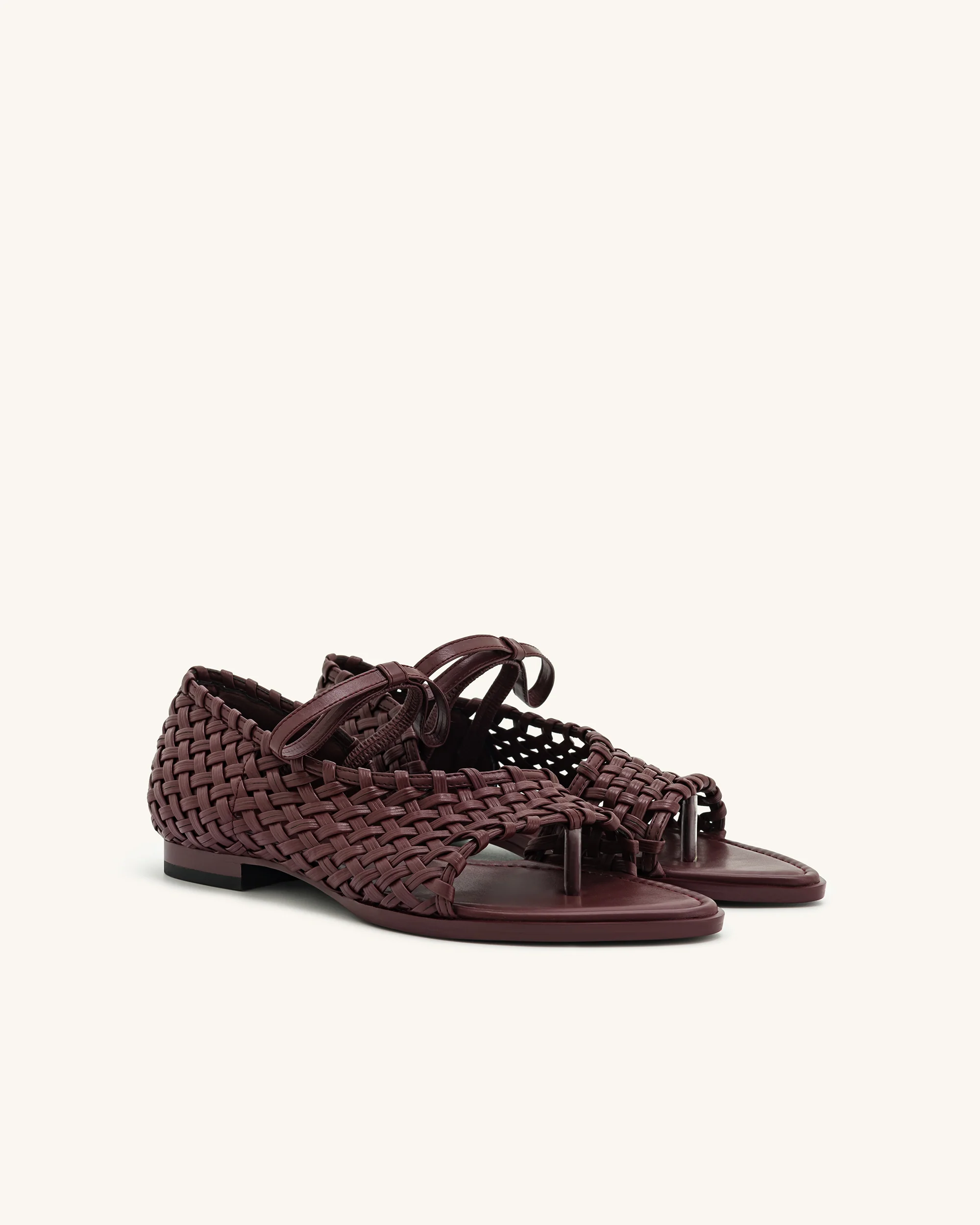 Jocelyn Weave Strap Flip-flops - Claret Red - Image 2