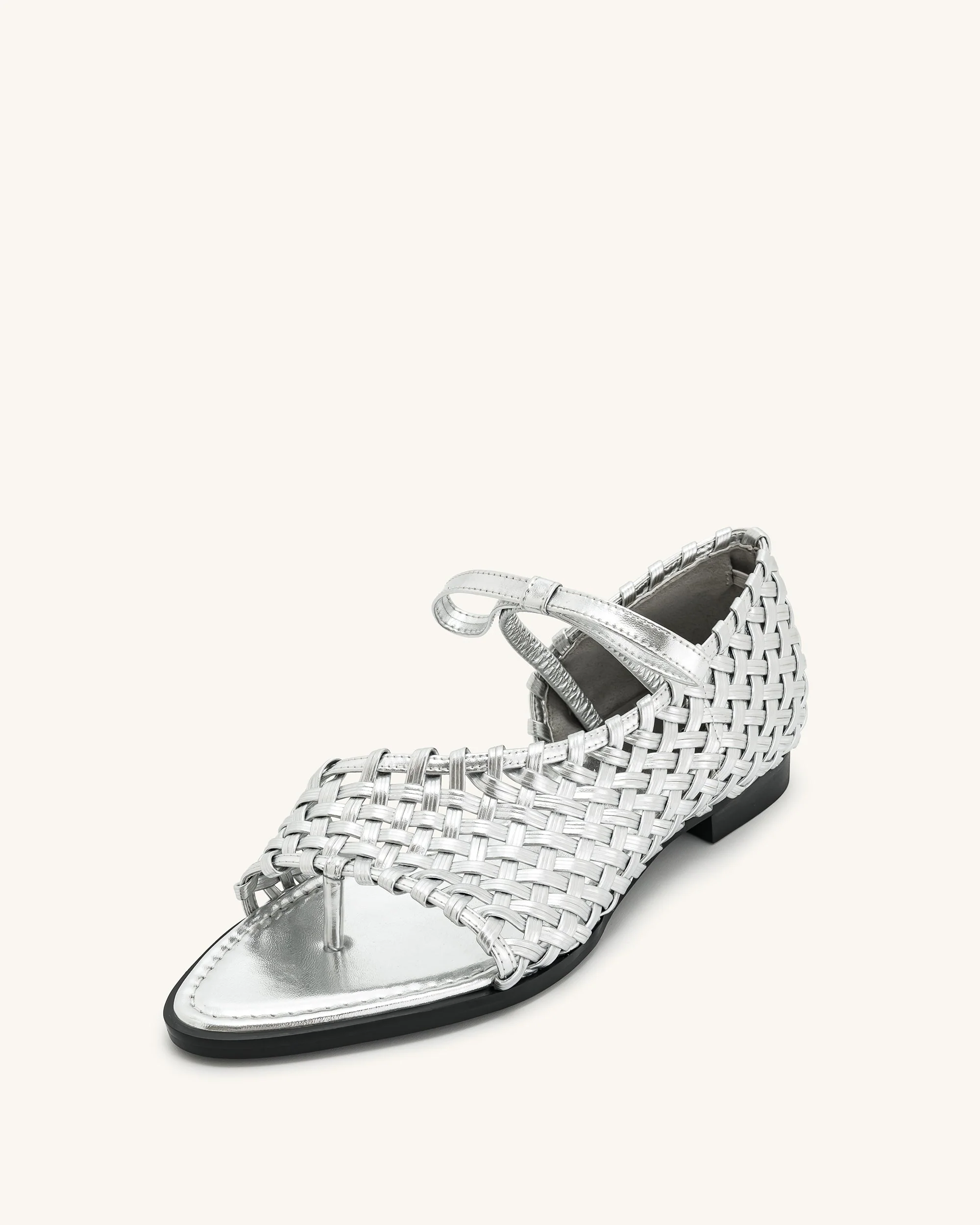 Jocelyn Weave Strap Flip-flops - Silver - Image 10