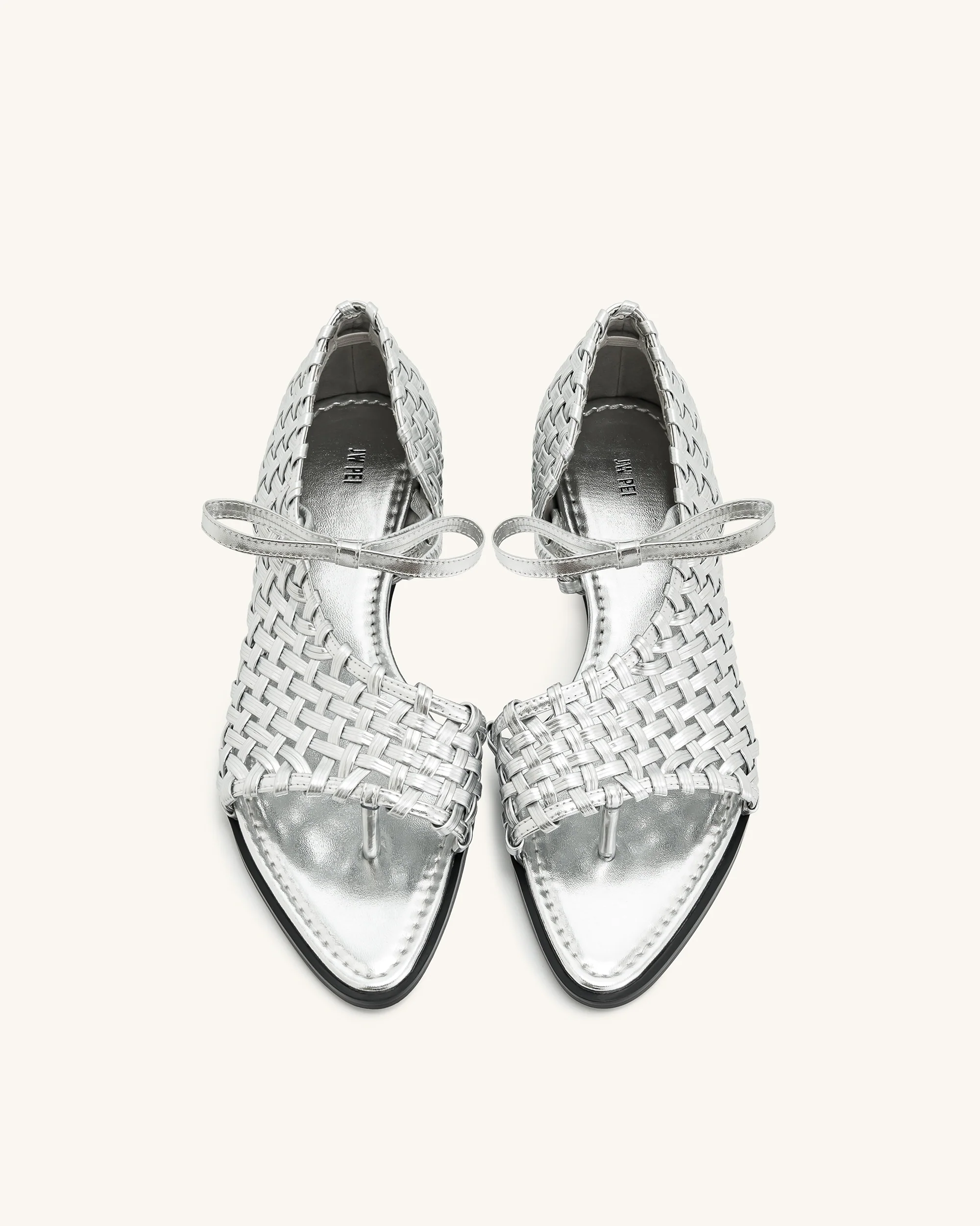 Jocelyn Weave Strap Flip-flops - Silver - Image 3