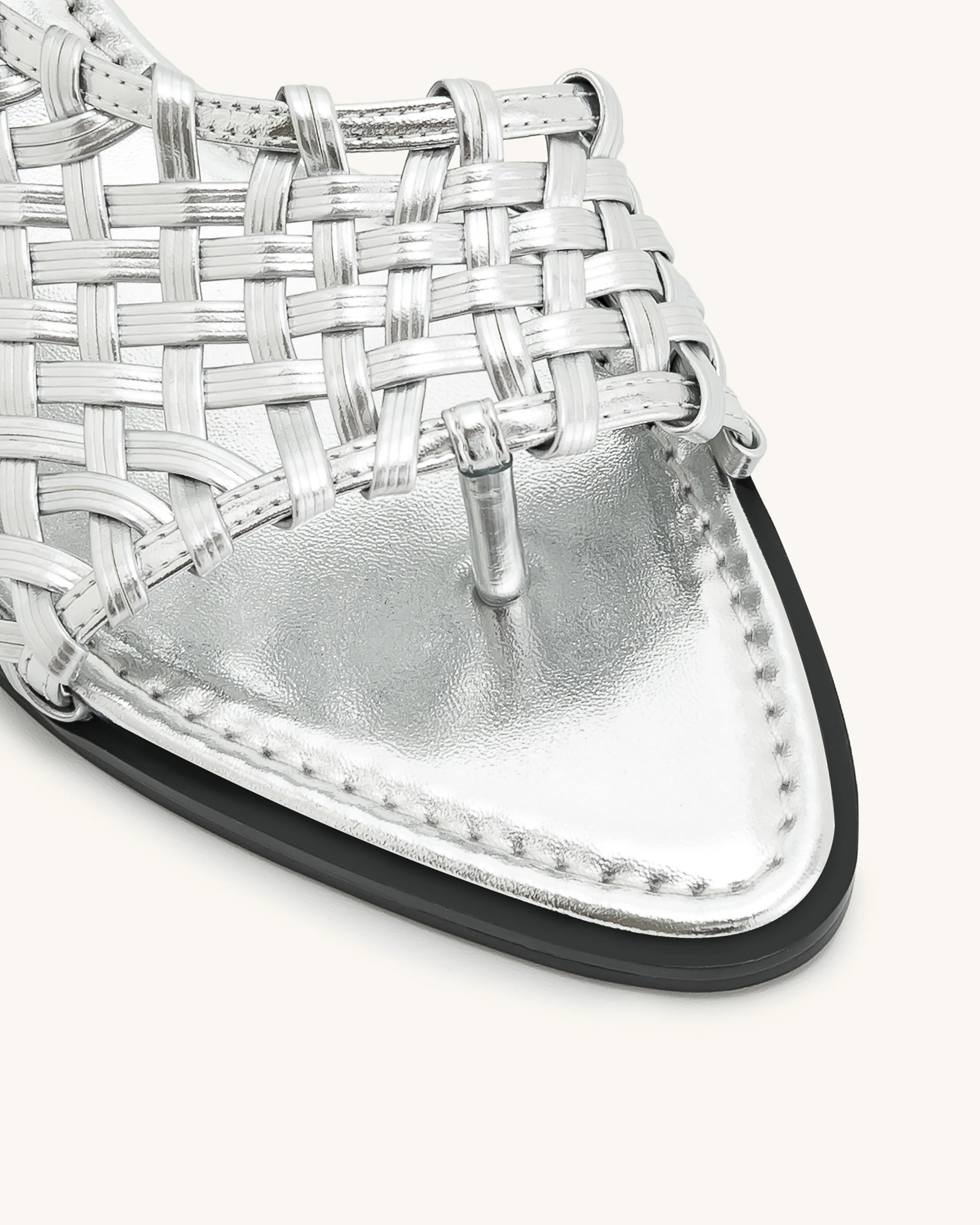 Jocelyn Weave Strap Flip-flops - Silver - Image 4