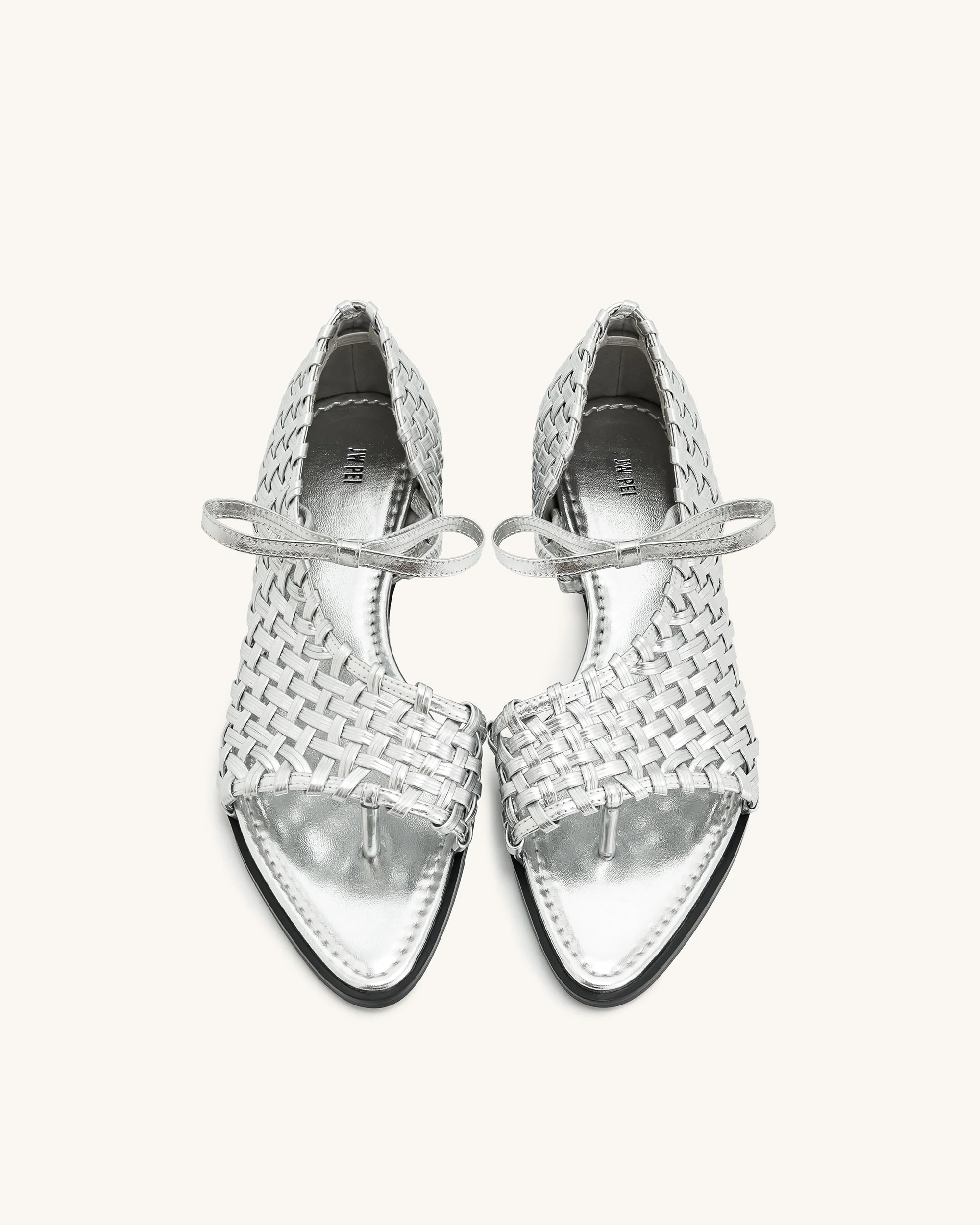 Jocelyn Weave Strap Flip-flops - Silver - Image 8