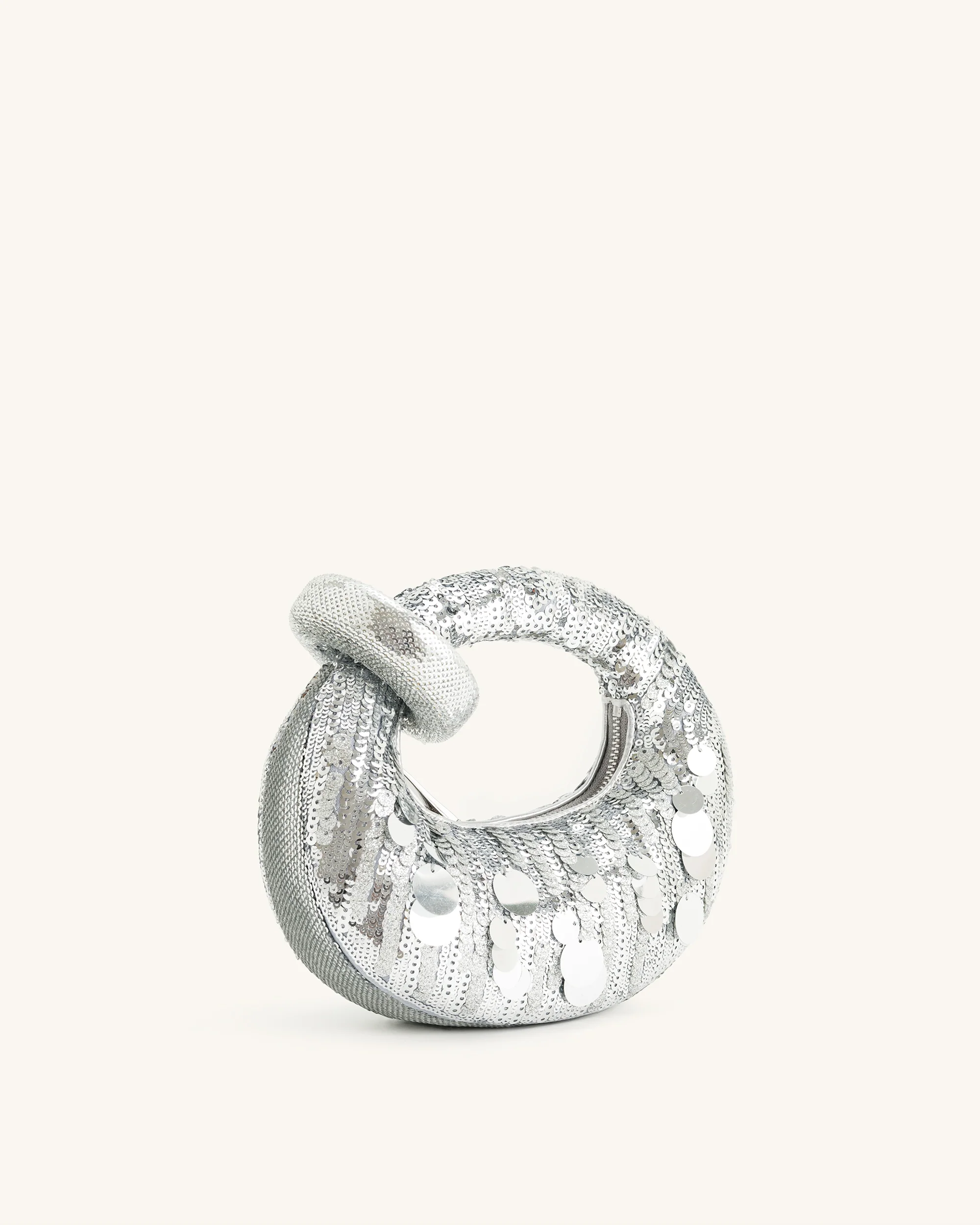 Abacus Metallic Sequin Mini Top Handle Bag - Silver - Image 3