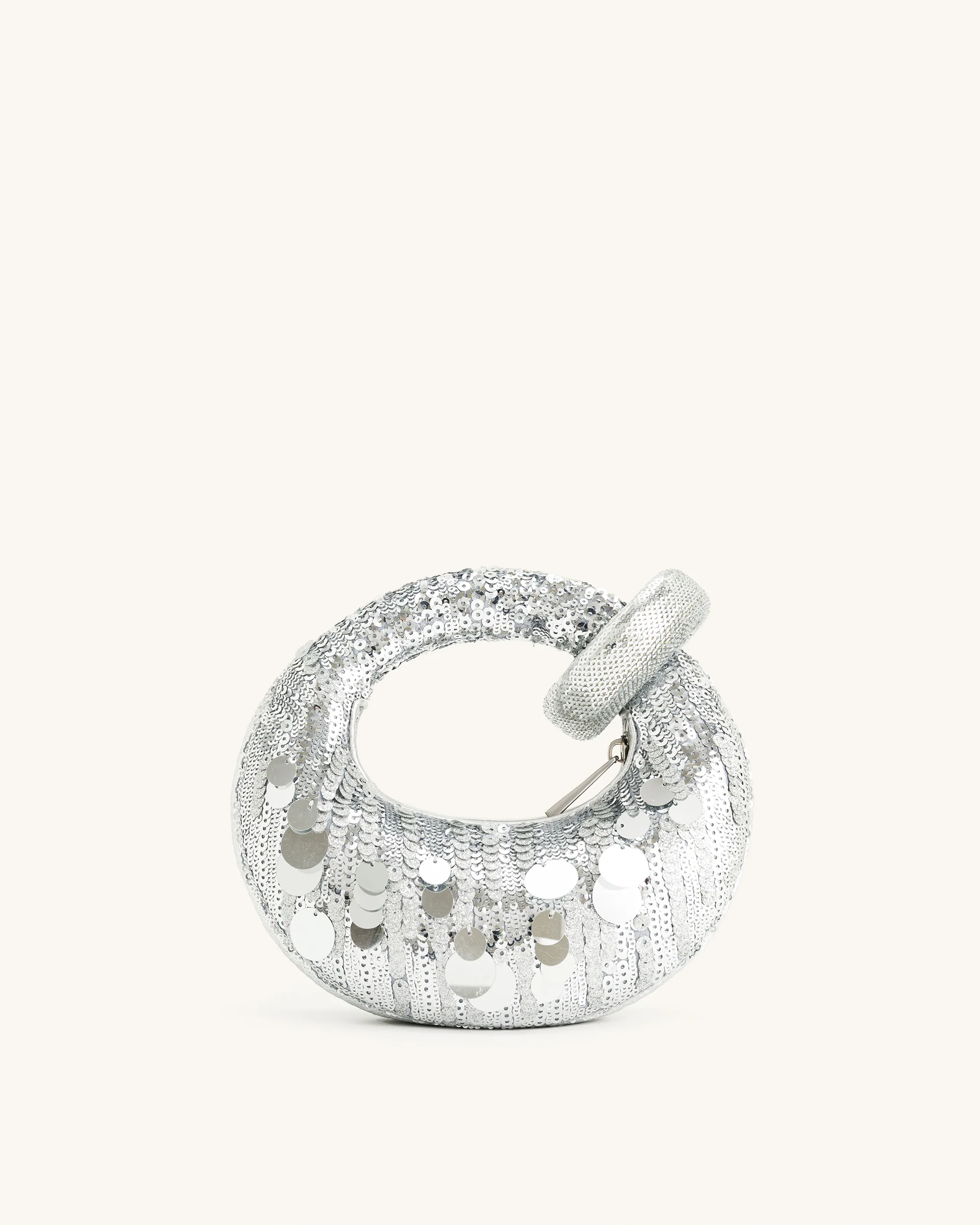 Abacus Metallic Sequin Mini Top Handle Bag - Silver - Image 4