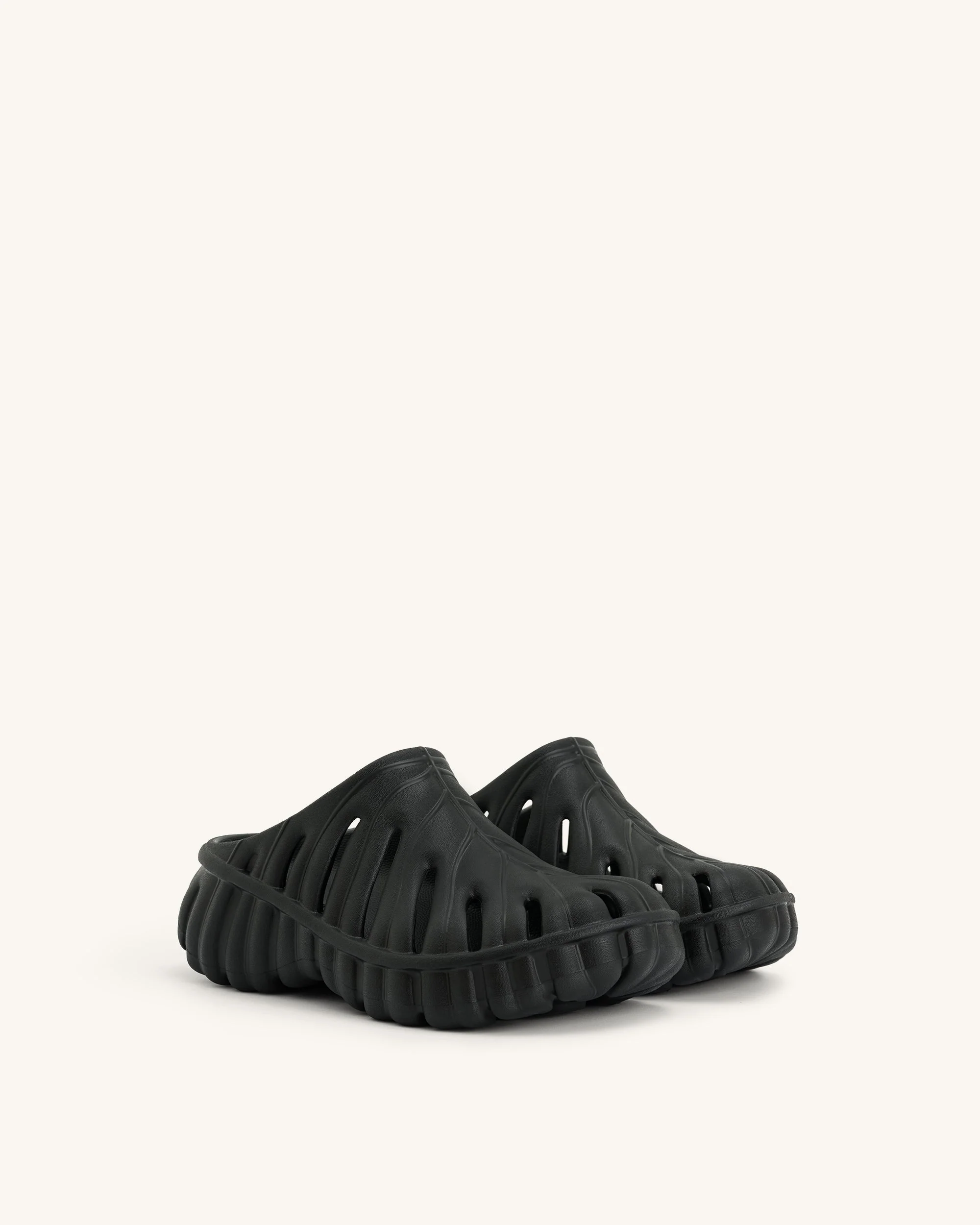 Tara Leaf Platform Clog - Black - Image 2