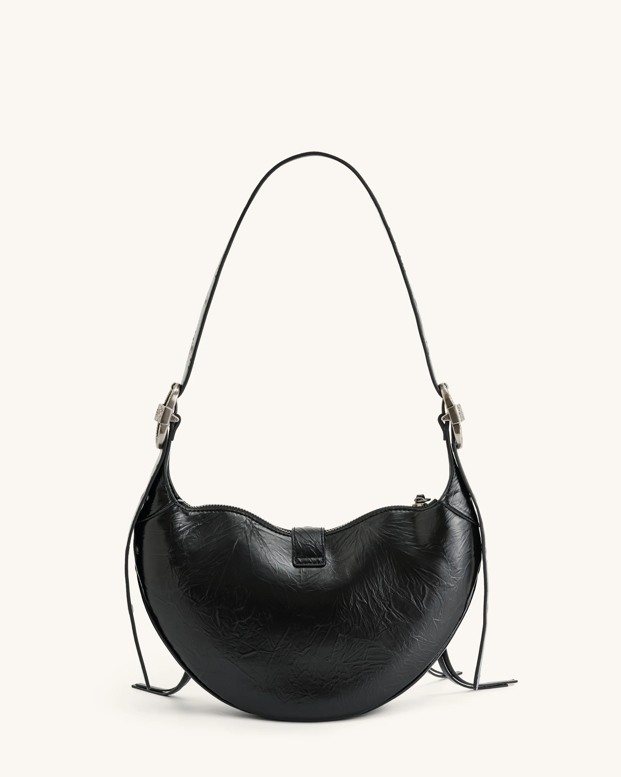 Tessa Crushed Shoulder Bag - Black - Image 4