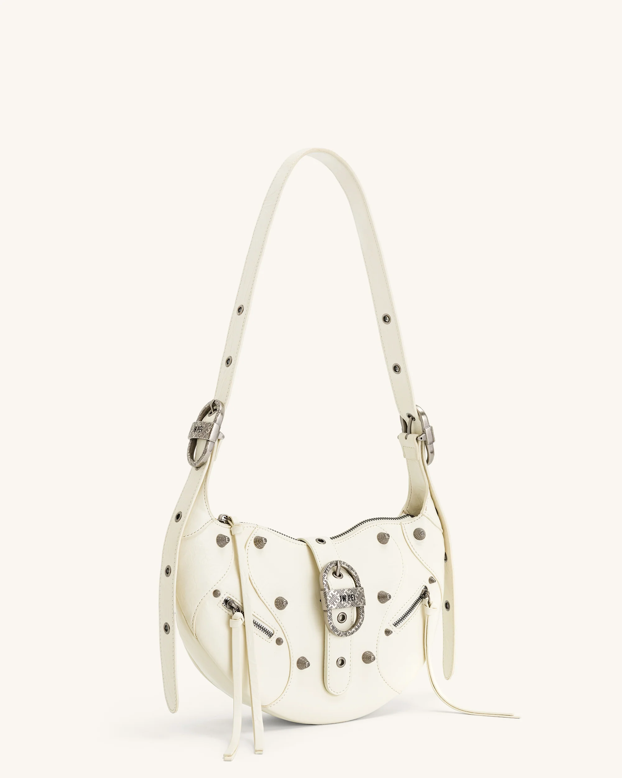 Tessa Crushed Shoulder Bag - White - Image 3