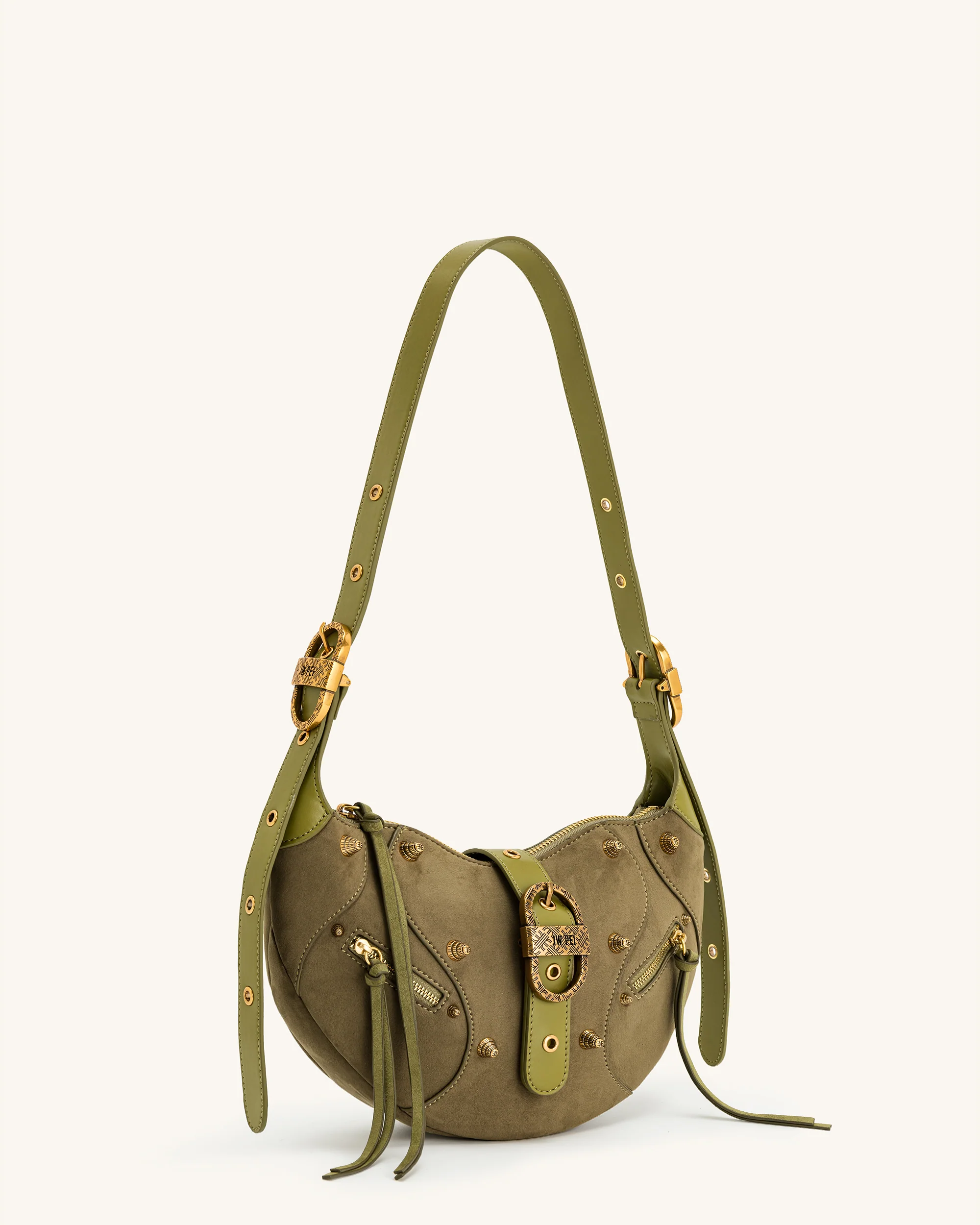 Tessa Suede Shoulder Bag - Dark Olive - Image 3