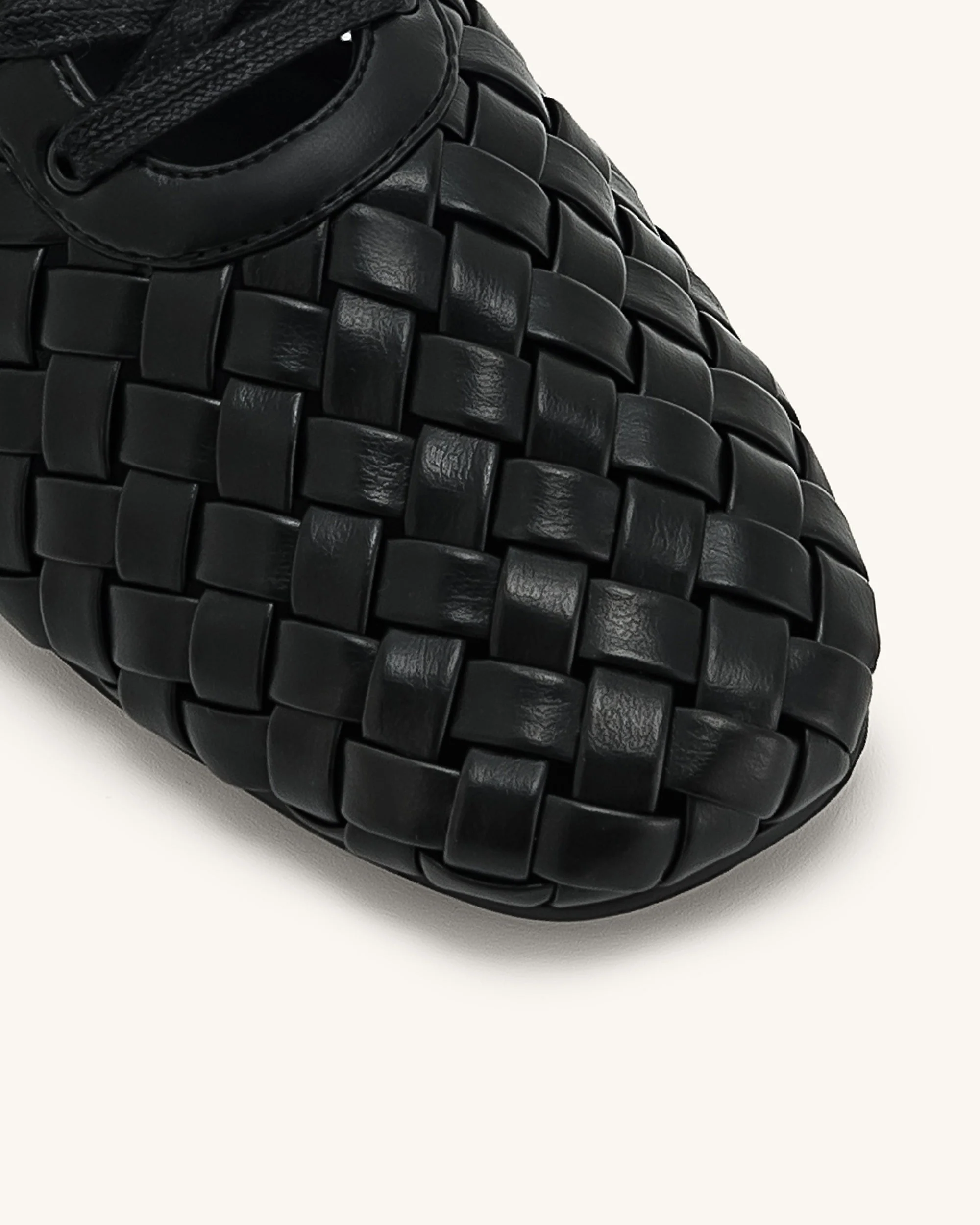 Kayla Weave Strap Flat Shoes - Black - Image 5