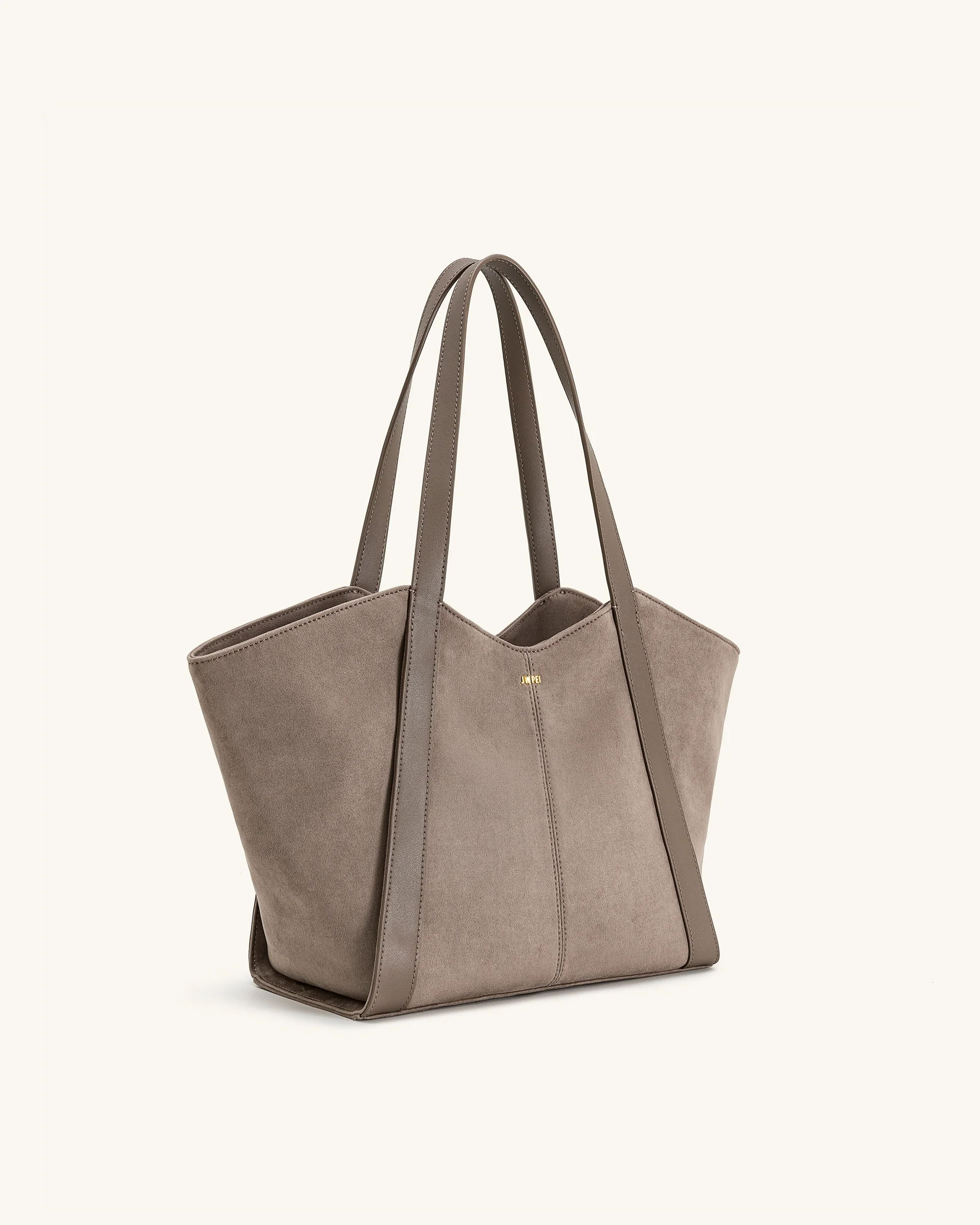 Kiana Large Capacity Faux Suede Tote Bag - Taupe - Image 2