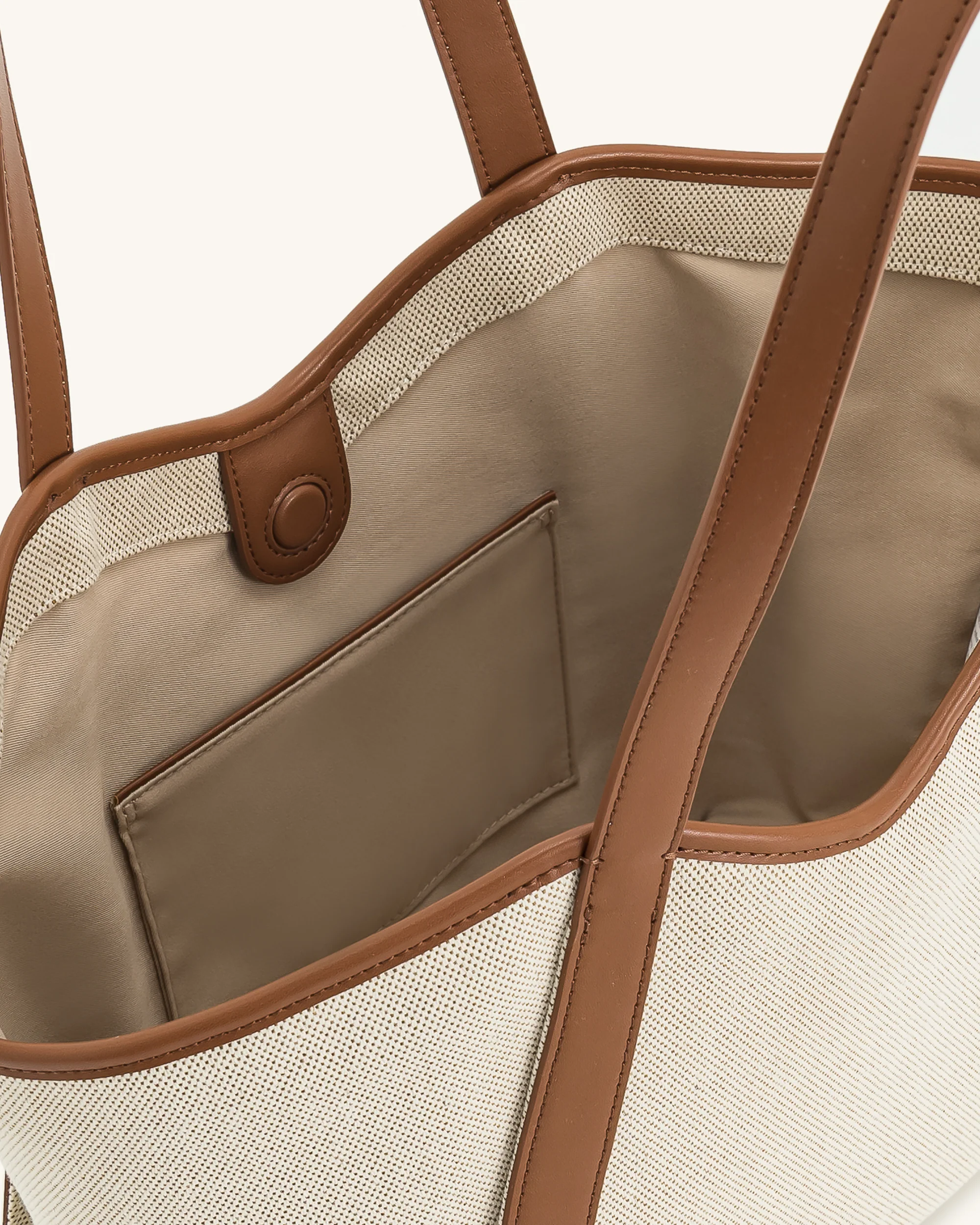Kiana Large Capacity Tote Bag - Brown Canvas - Image 4