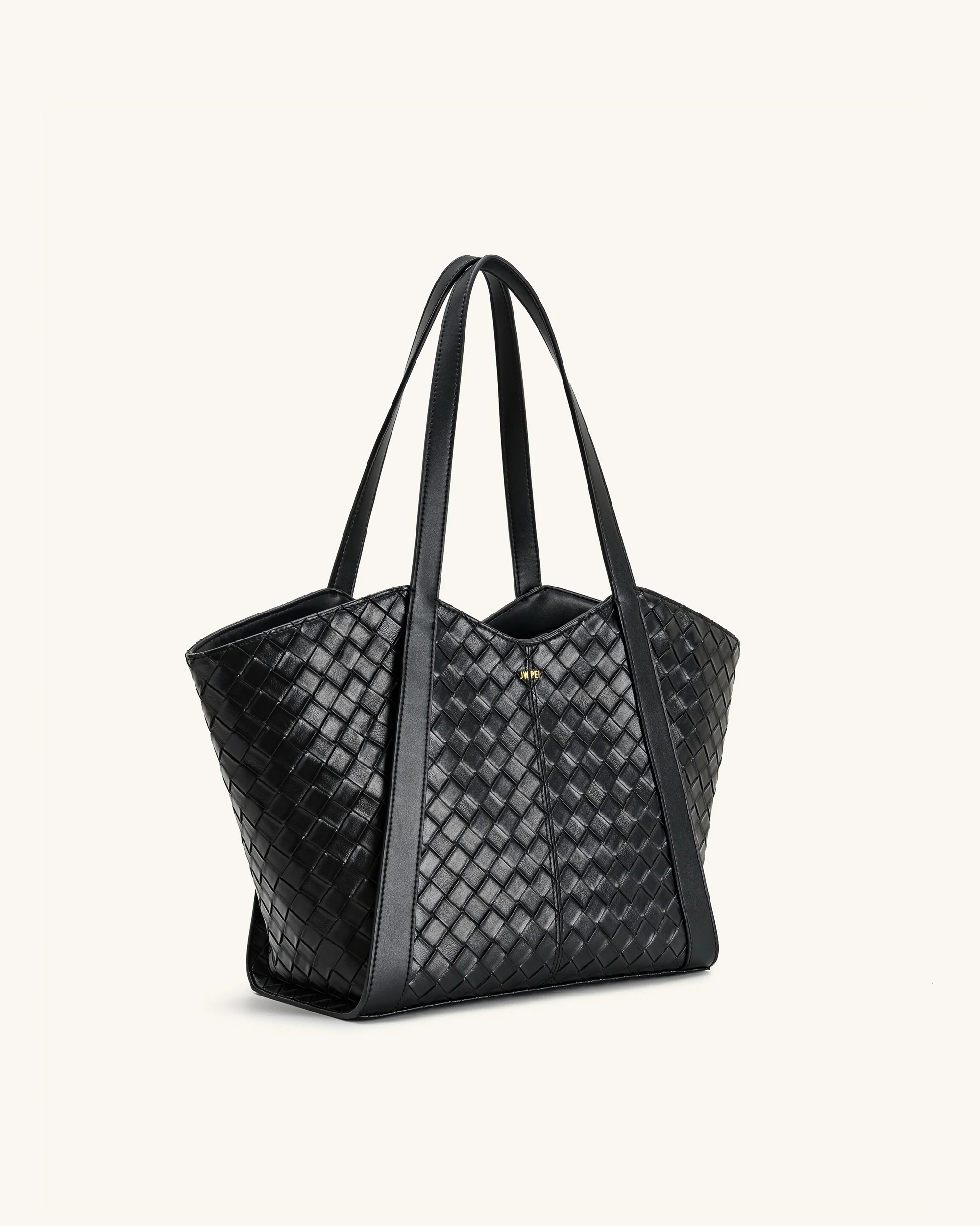 Kiana Large Capacity Weave Texture Tote Bag - Black - Image 2