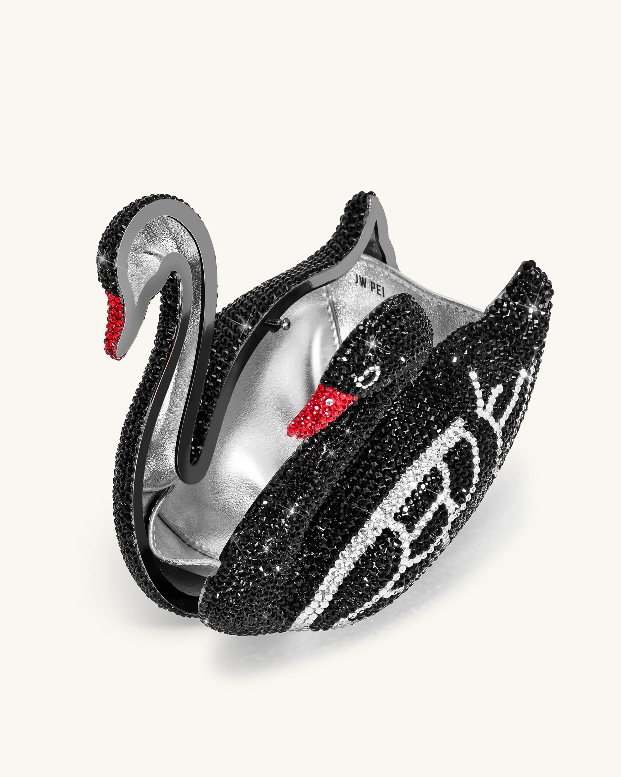 Kinsley Crystal Swan Clutch - Black - Image 3