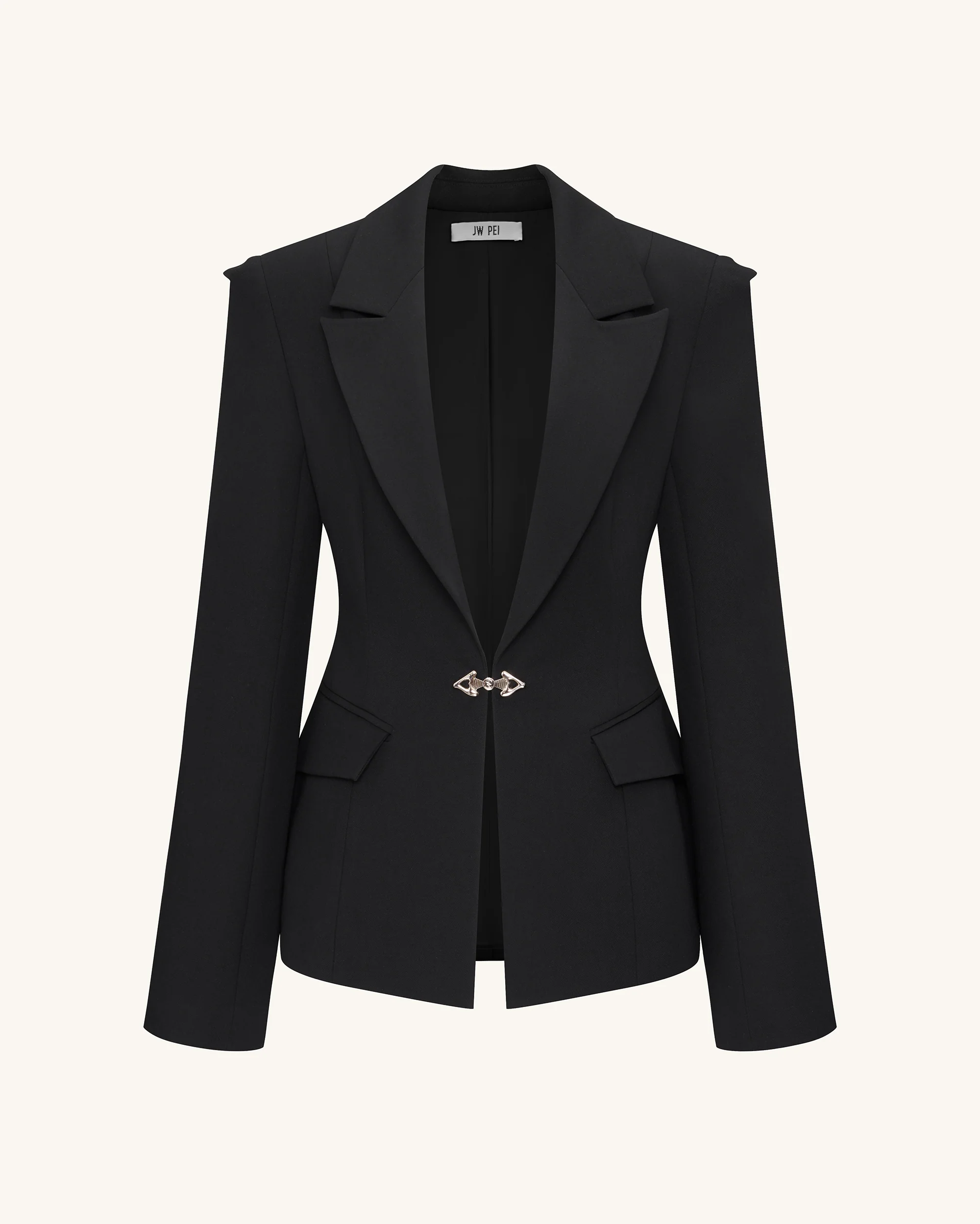 Layla Lock Buckle Deep-V Blazer - Black - Image 4
