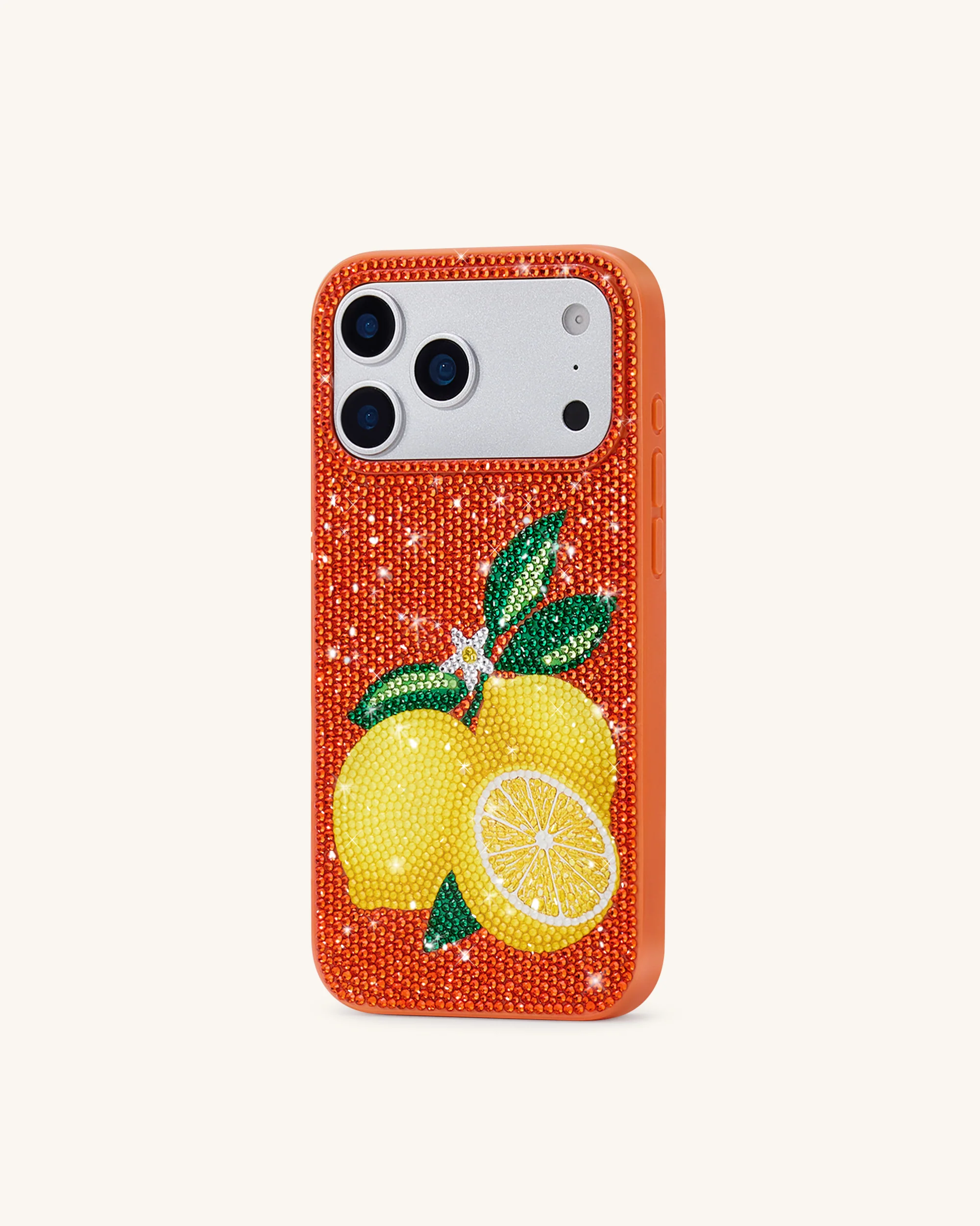 Lemon Artificial Crystal Phone Case - Orange - Image 3